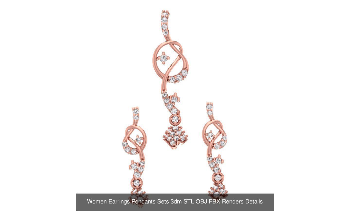 200 Women Earring Pendant Sets 3dm STL OBJ FBX Detail Collection _106