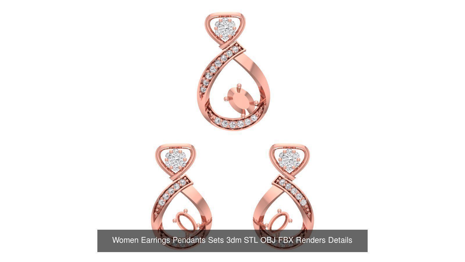 200 Women Earring Pendant Sets 3dm STL OBJ FBX Detail Collection _53