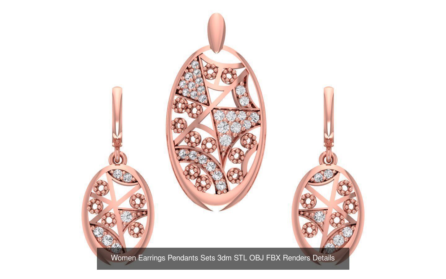 200 Women Earring Pendant Sets 3dm STL OBJ FBX Detail Collection _205