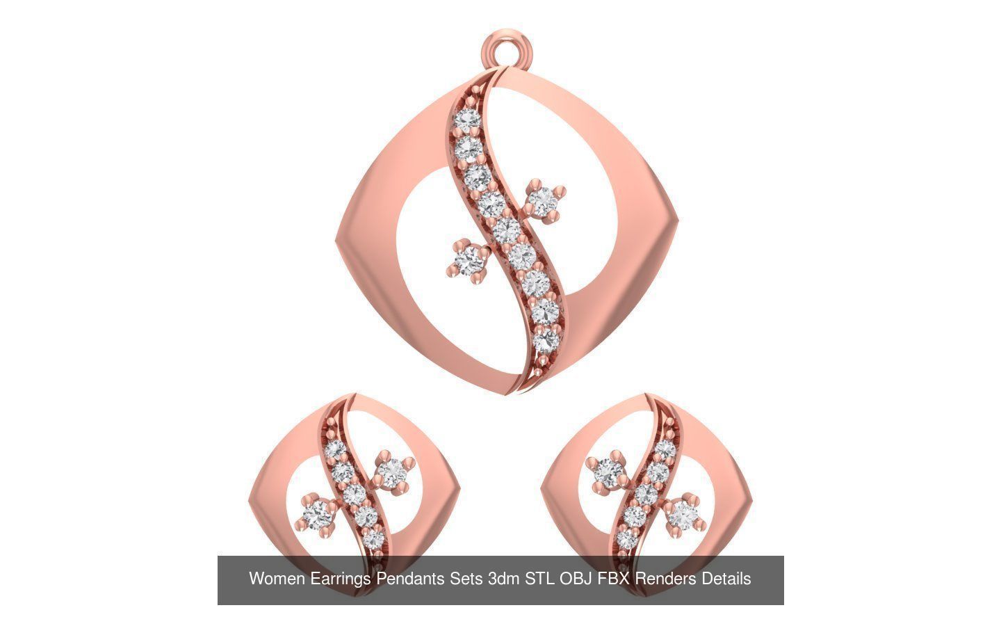 200 Women Earring Pendant Sets 3dm STL OBJ FBX Detail Collection _135