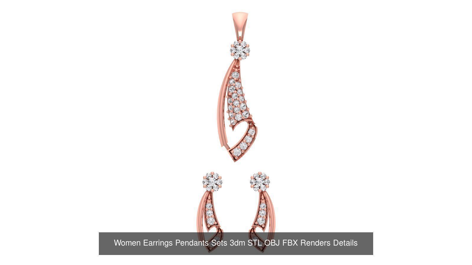 200 Women Earring Pendant Sets 3dm STL OBJ FBX Detail Collection _51