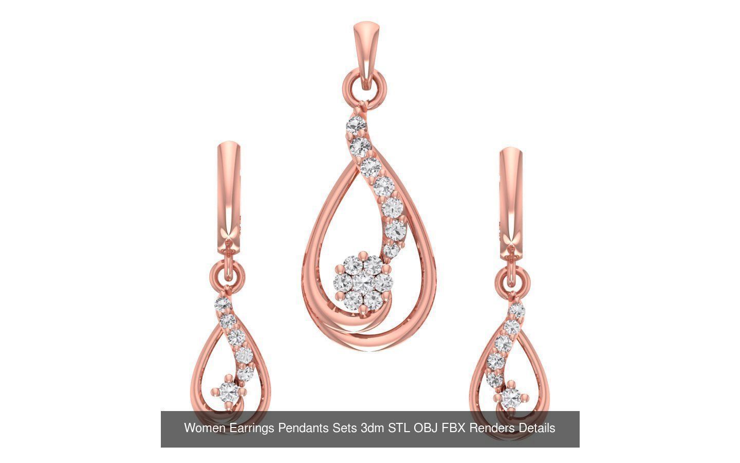 200 Women Earring Pendant Sets 3dm STL OBJ FBX Detail Collection _164