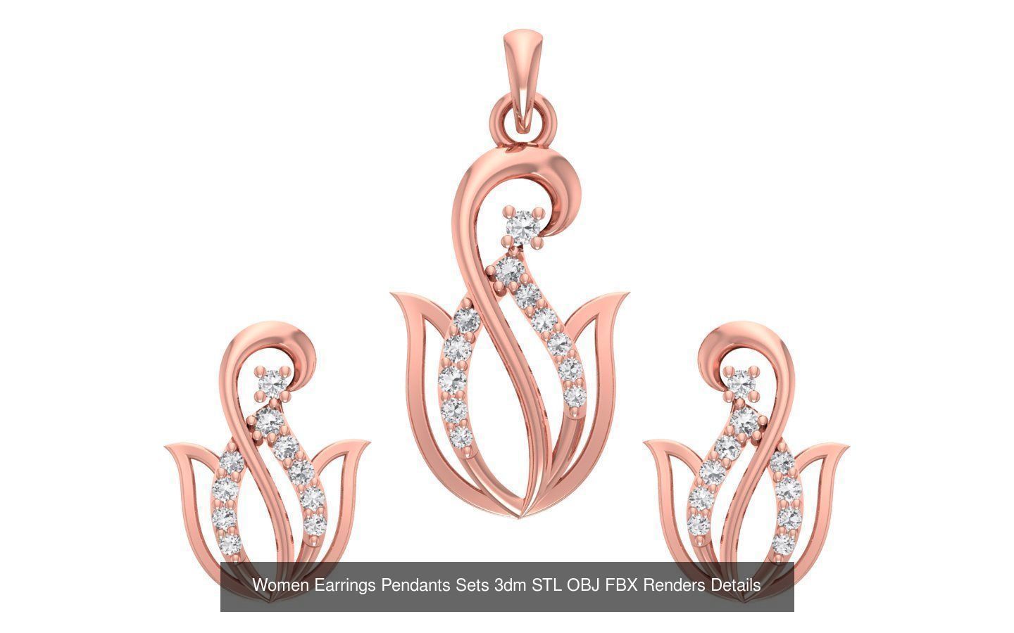 200 Women Earring Pendant Sets 3dm STL OBJ FBX Detail Collection _115