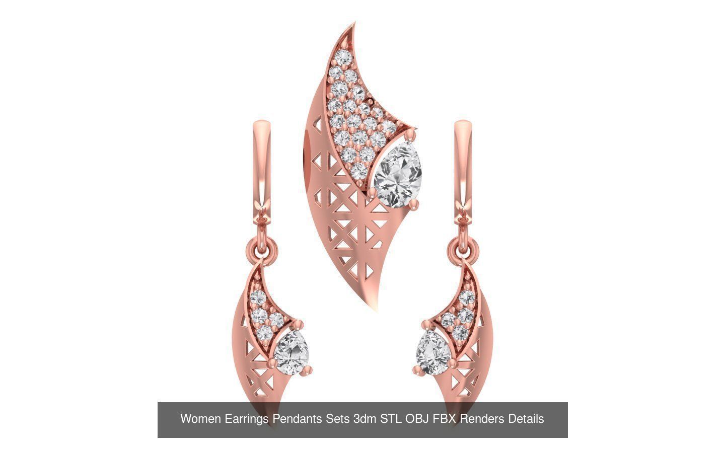 200 Women Earring Pendant Sets 3dm STL OBJ FBX Detail Collection _208