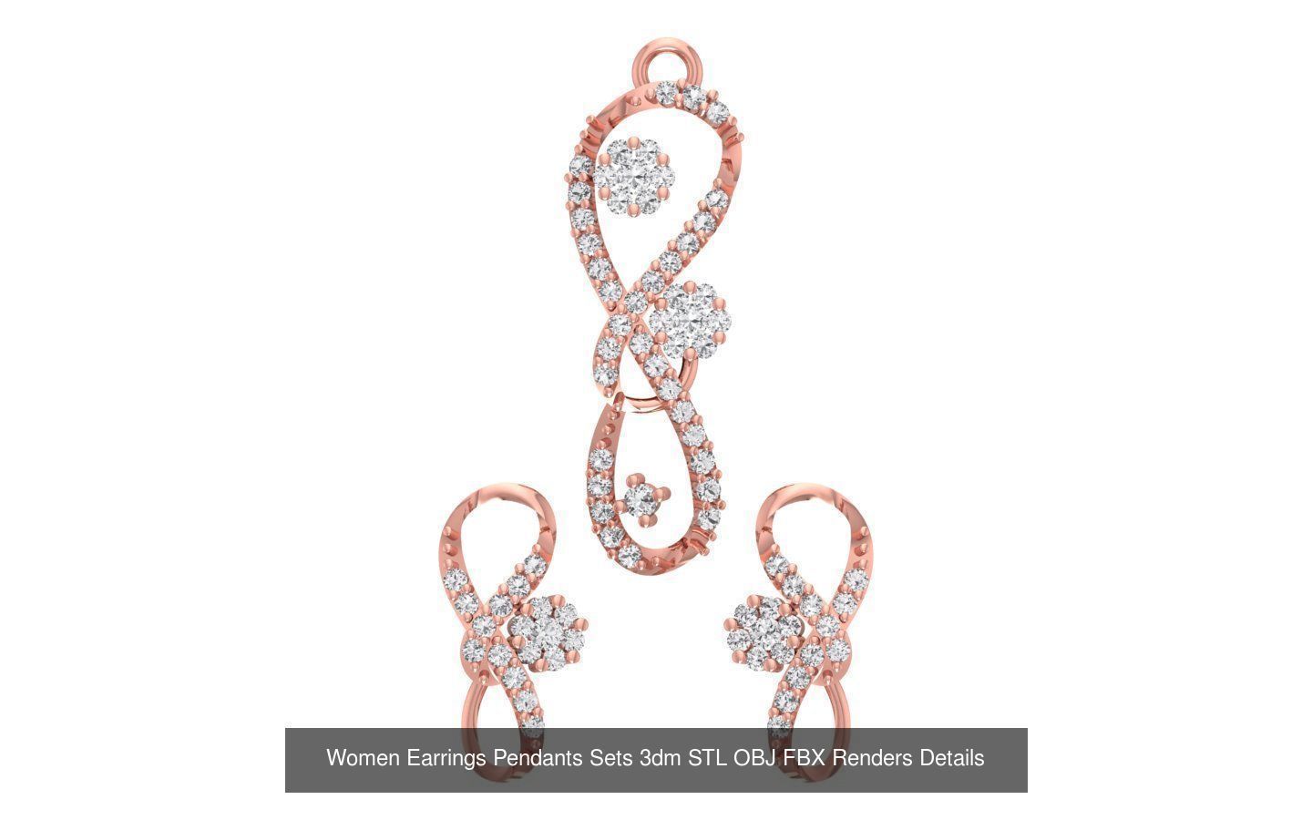 200 Women Earring Pendant Sets 3dm STL OBJ FBX Detail Collection _96