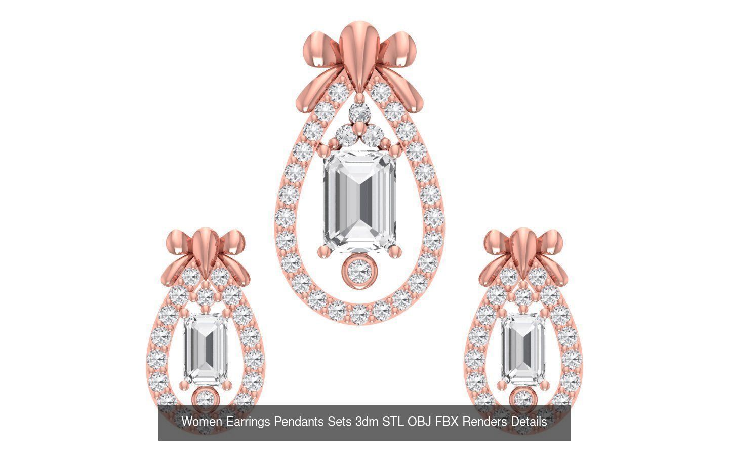 200 Women Earring Pendant Sets 3dm STL OBJ FBX Detail Collection _148