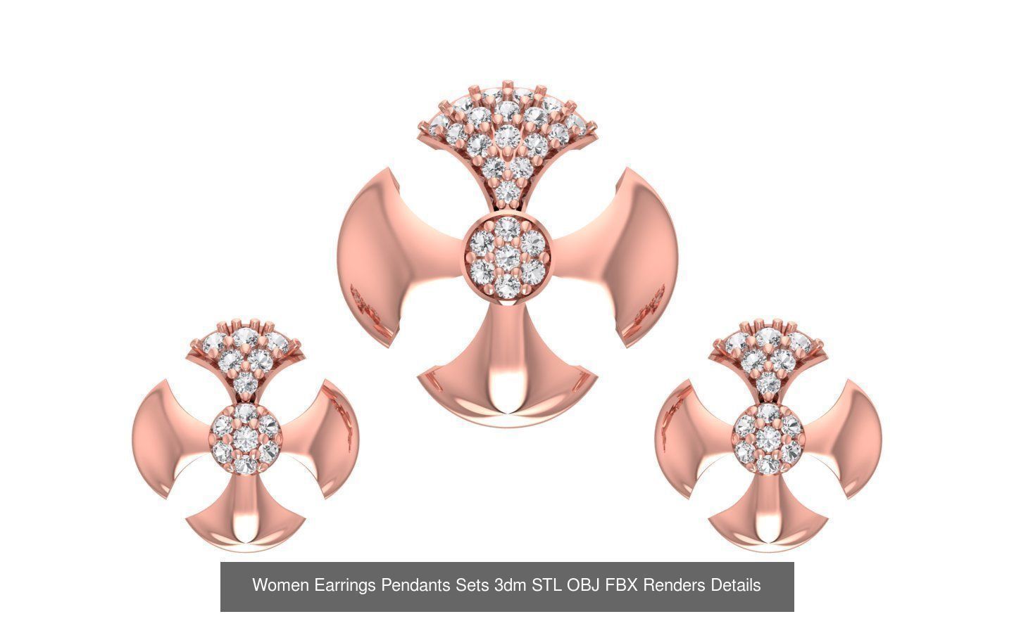 200 Women Earring Pendant Sets 3dm STL OBJ FBX Detail Collection _178