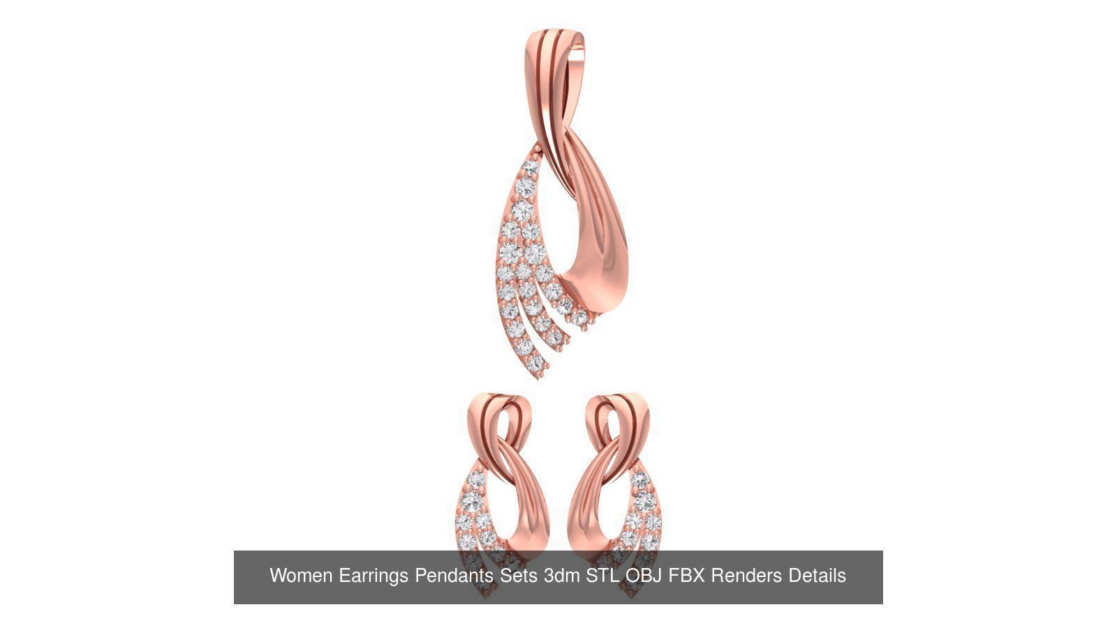 200 Women Earring Pendant Sets 3dm STL OBJ FBX Detail Collection _47