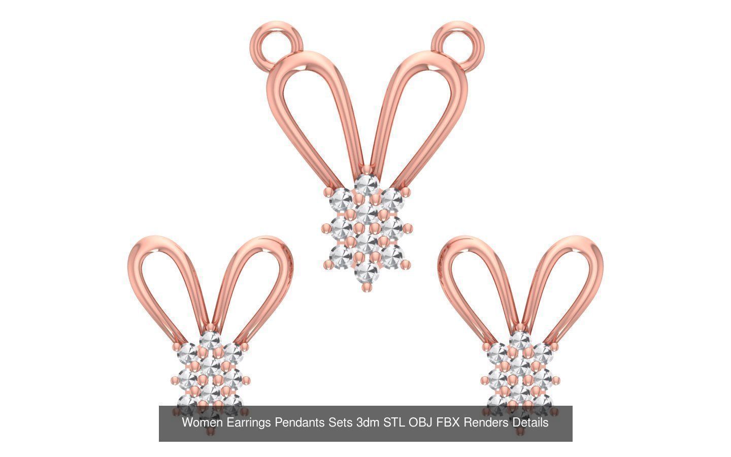 200 Women Earring Pendant Sets 3dm STL OBJ FBX Detail Collection _128