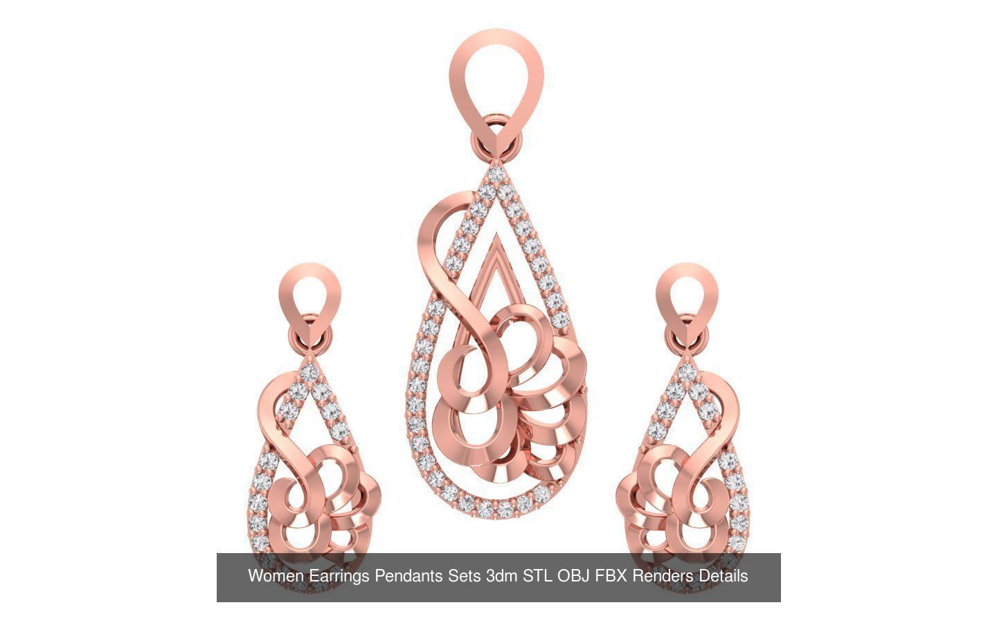 200 Women Earring Pendant Sets 3dm STL OBJ FBX Detail Collection _79