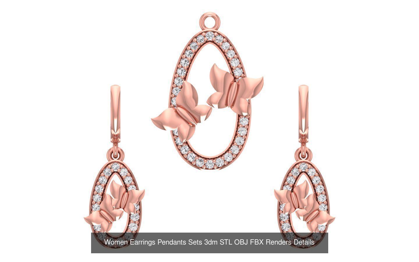 200 Women Earring Pendant Sets 3dm STL OBJ FBX Detail Collection _202