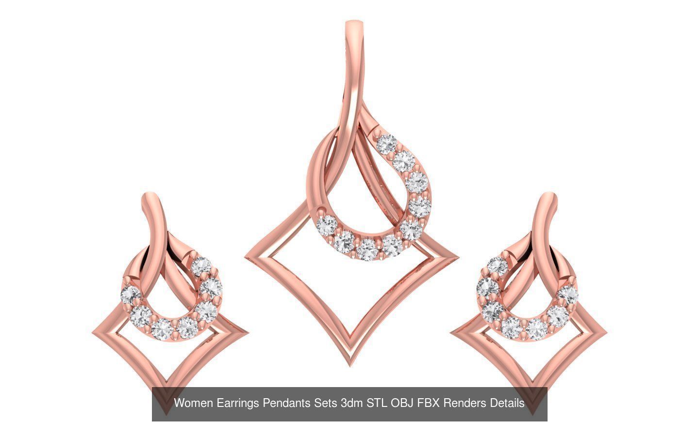 200 Women Earring Pendant Sets 3dm STL OBJ FBX Detail Collection _116