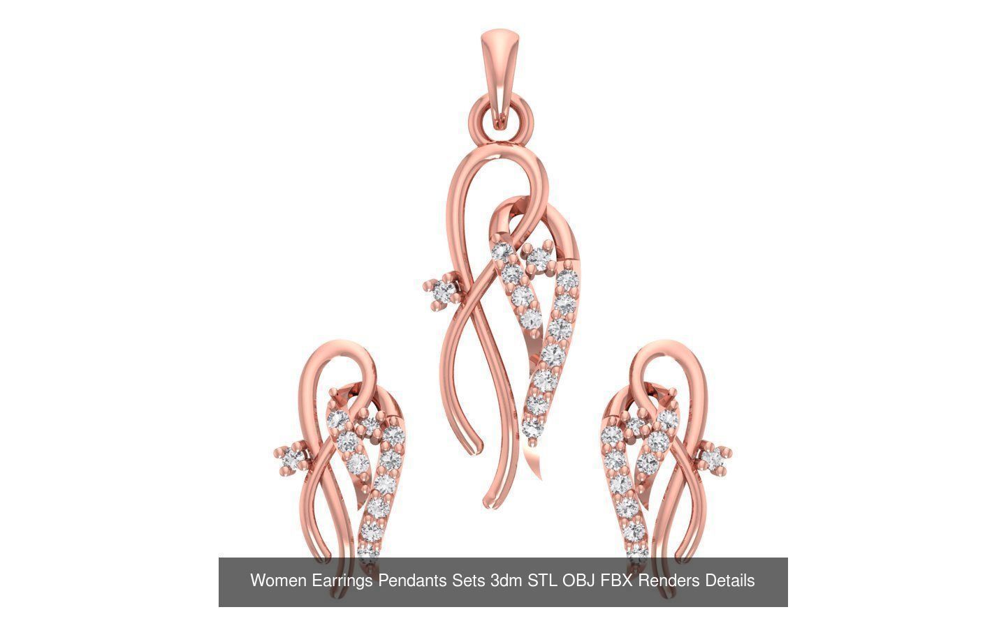 200 Women Earring Pendant Sets 3dm STL OBJ FBX Detail Collection _84