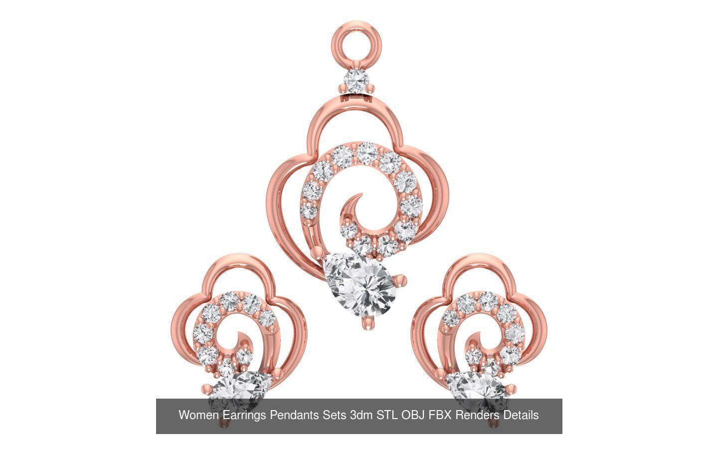 200 Women Earring Pendant Sets 3dm STL OBJ FBX Detail Collection _160