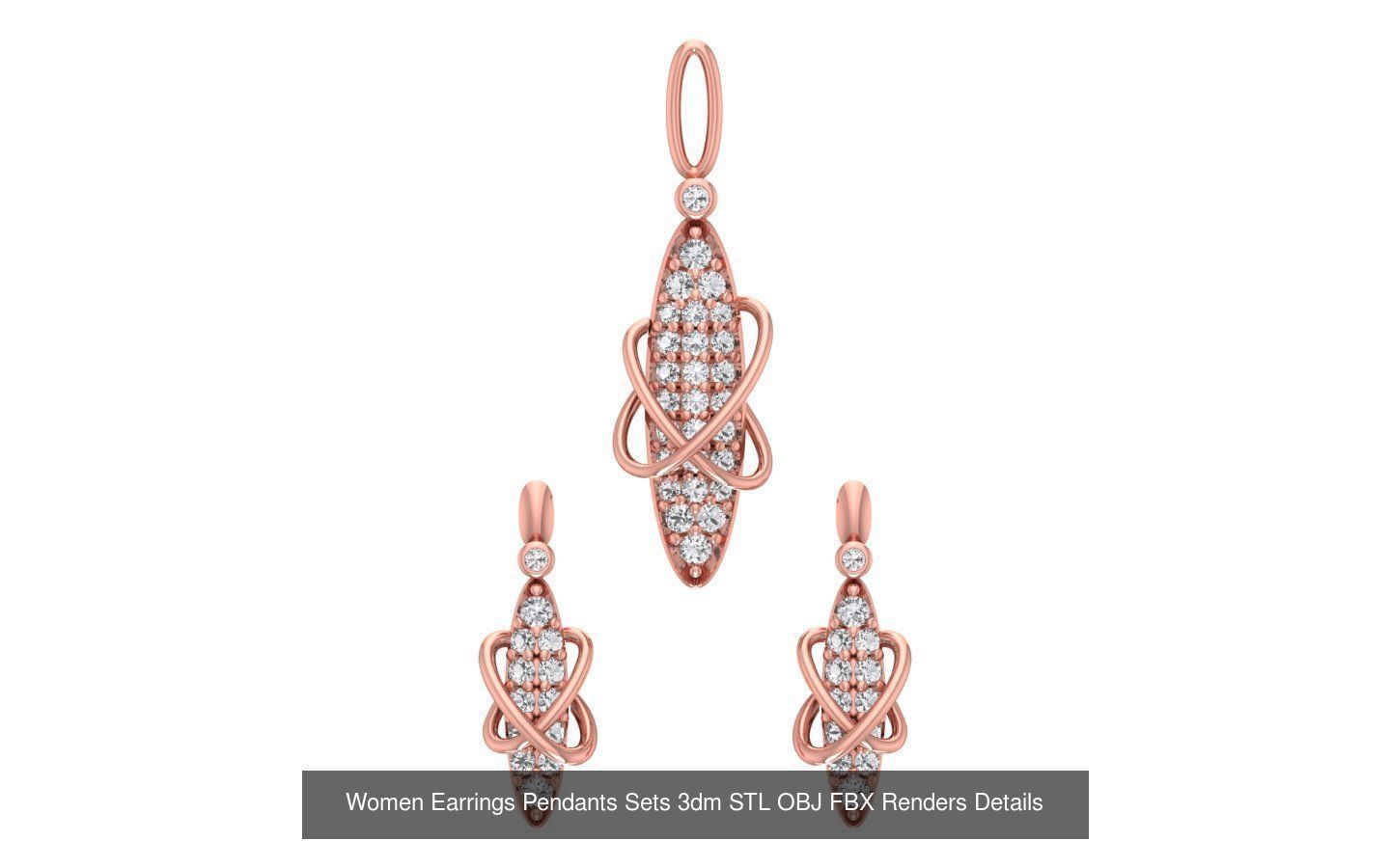 200 Women Earring Pendant Sets 3dm STL OBJ FBX Detail Collection _130