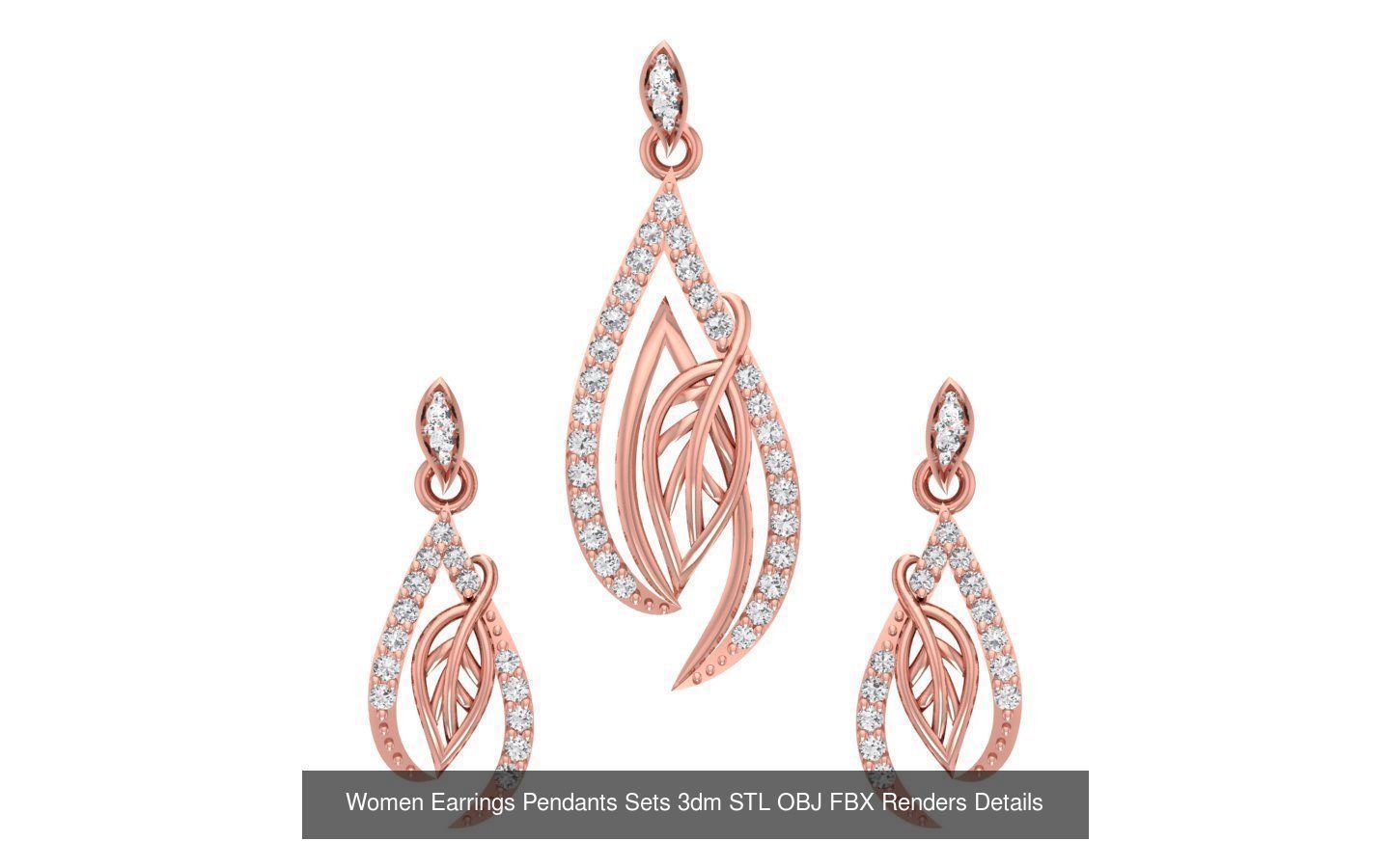 200 Women Earring Pendant Sets 3dm STL OBJ FBX Detail Collection _91