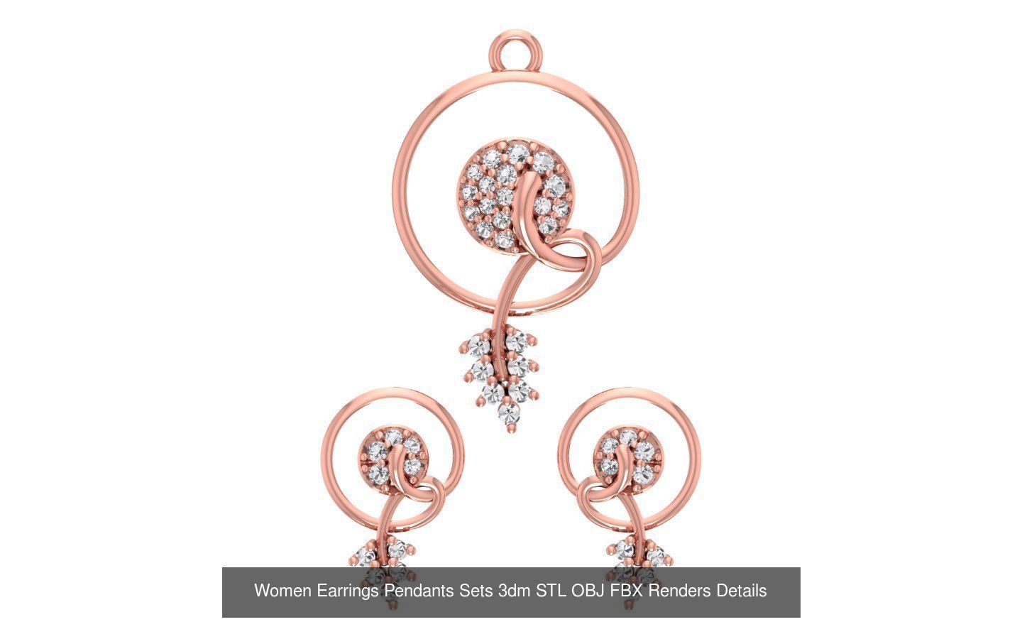 200 Women Earring Pendant Sets 3dm STL OBJ FBX Detail Collection _95