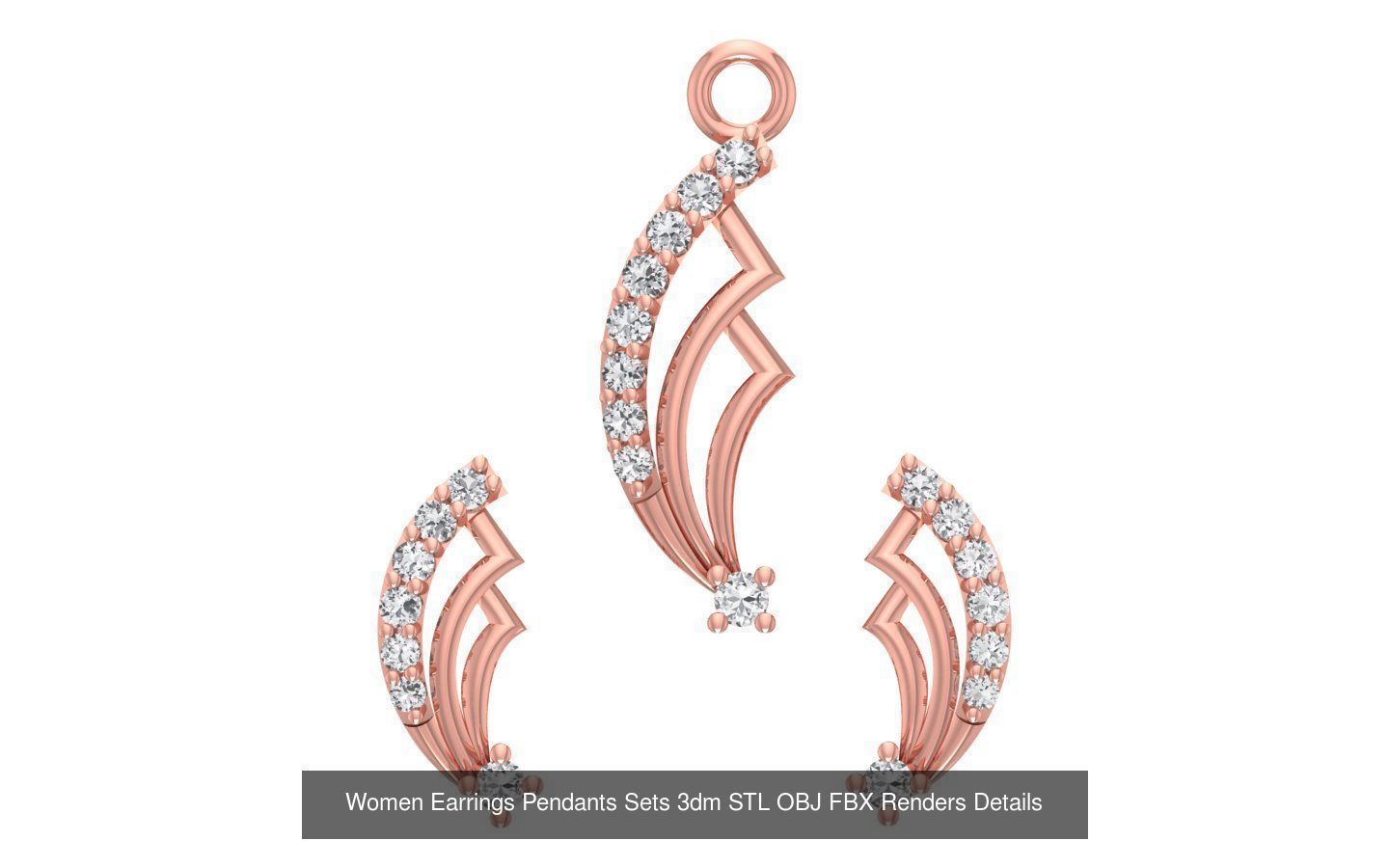 200 Women Earring Pendant Sets 3dm STL OBJ FBX Detail Collection _129