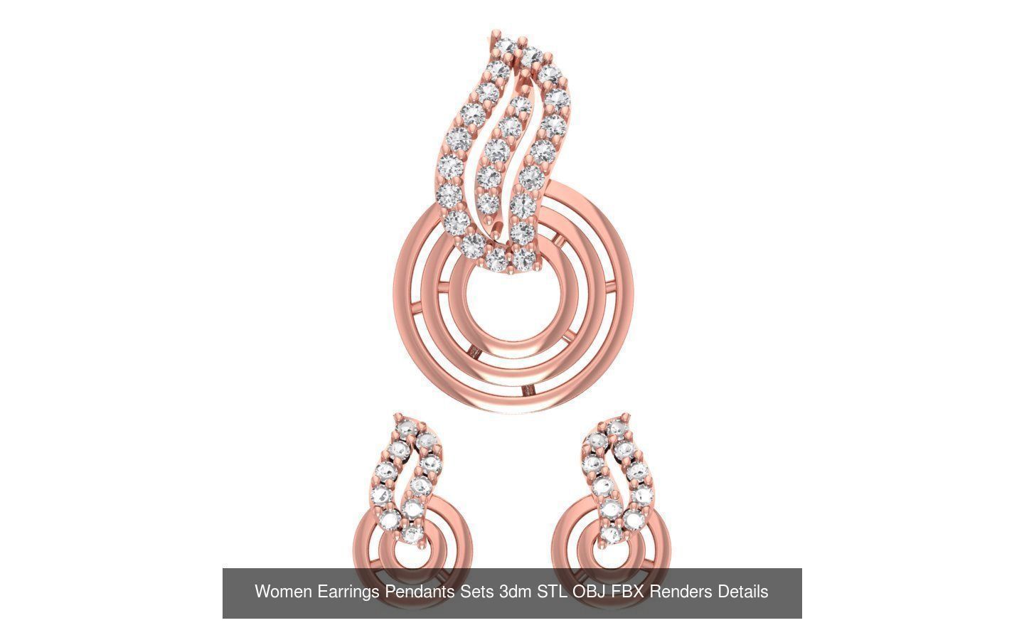 200 Women Earring Pendant Sets 3dm STL OBJ FBX Detail Collection _134