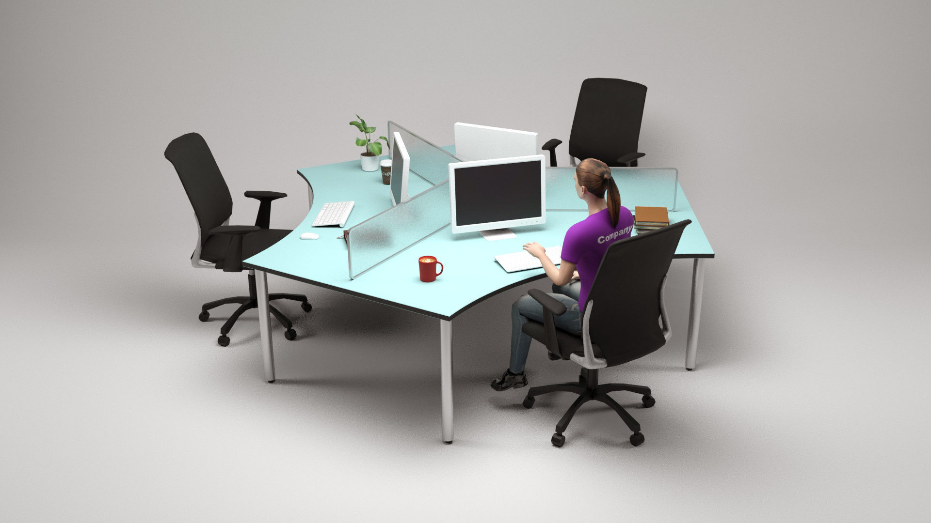 Office Scene 4 Low-poly 3D model_4