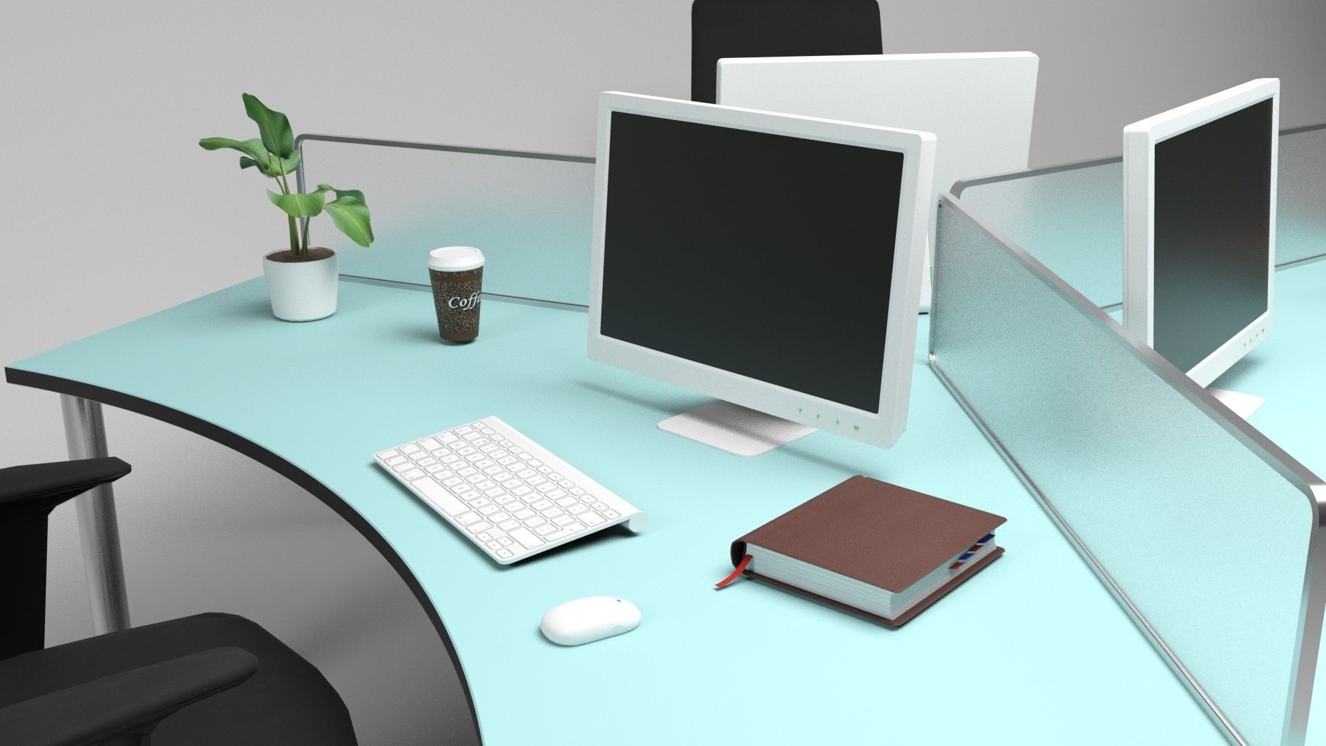 Office Scene 4 Low-poly 3D model_5