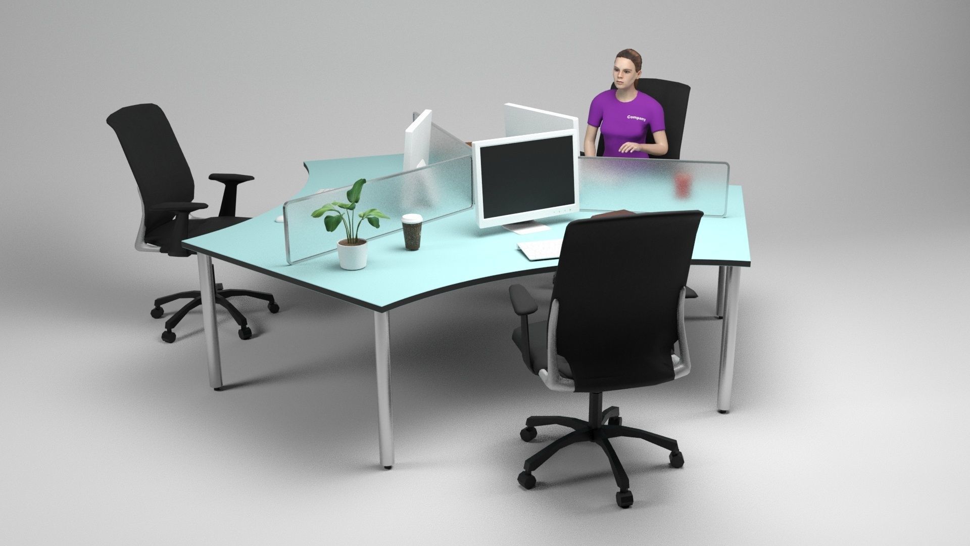 Office Scene 4 Low-poly 3D model_9