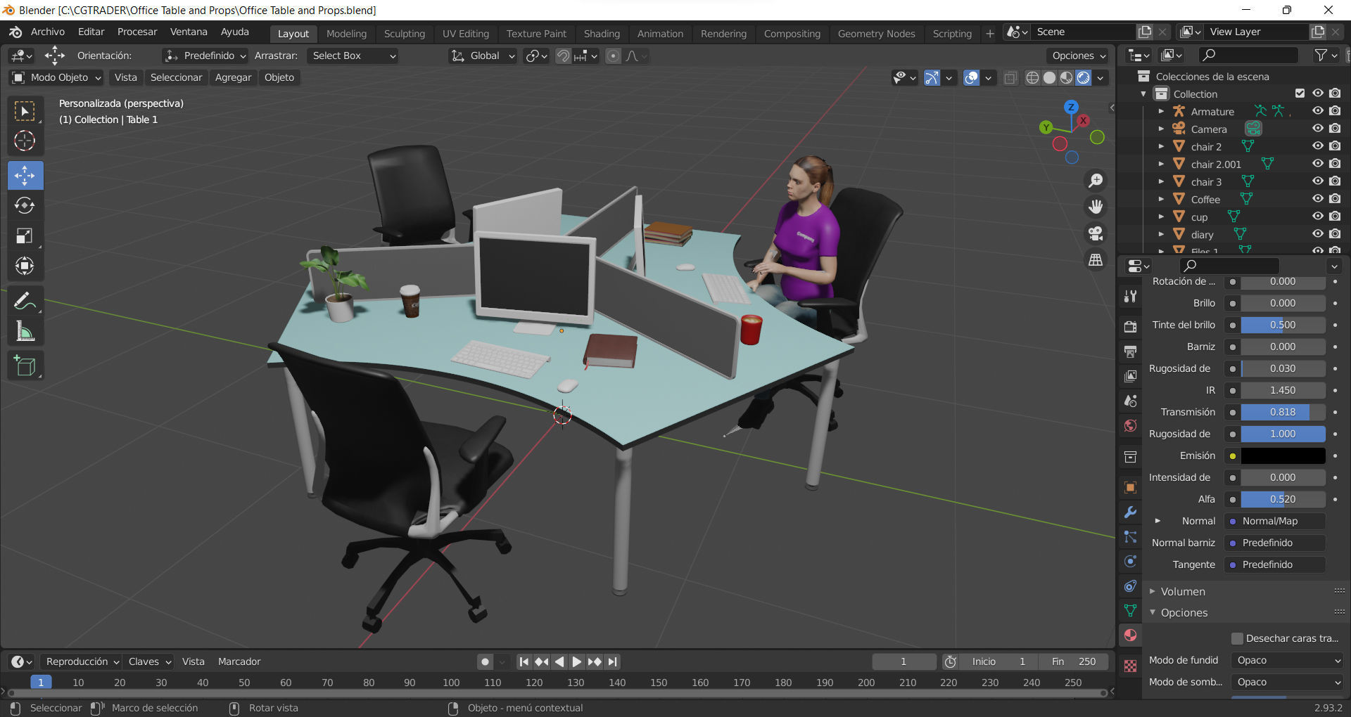 Office Scene 4 Low-poly 3D model_13