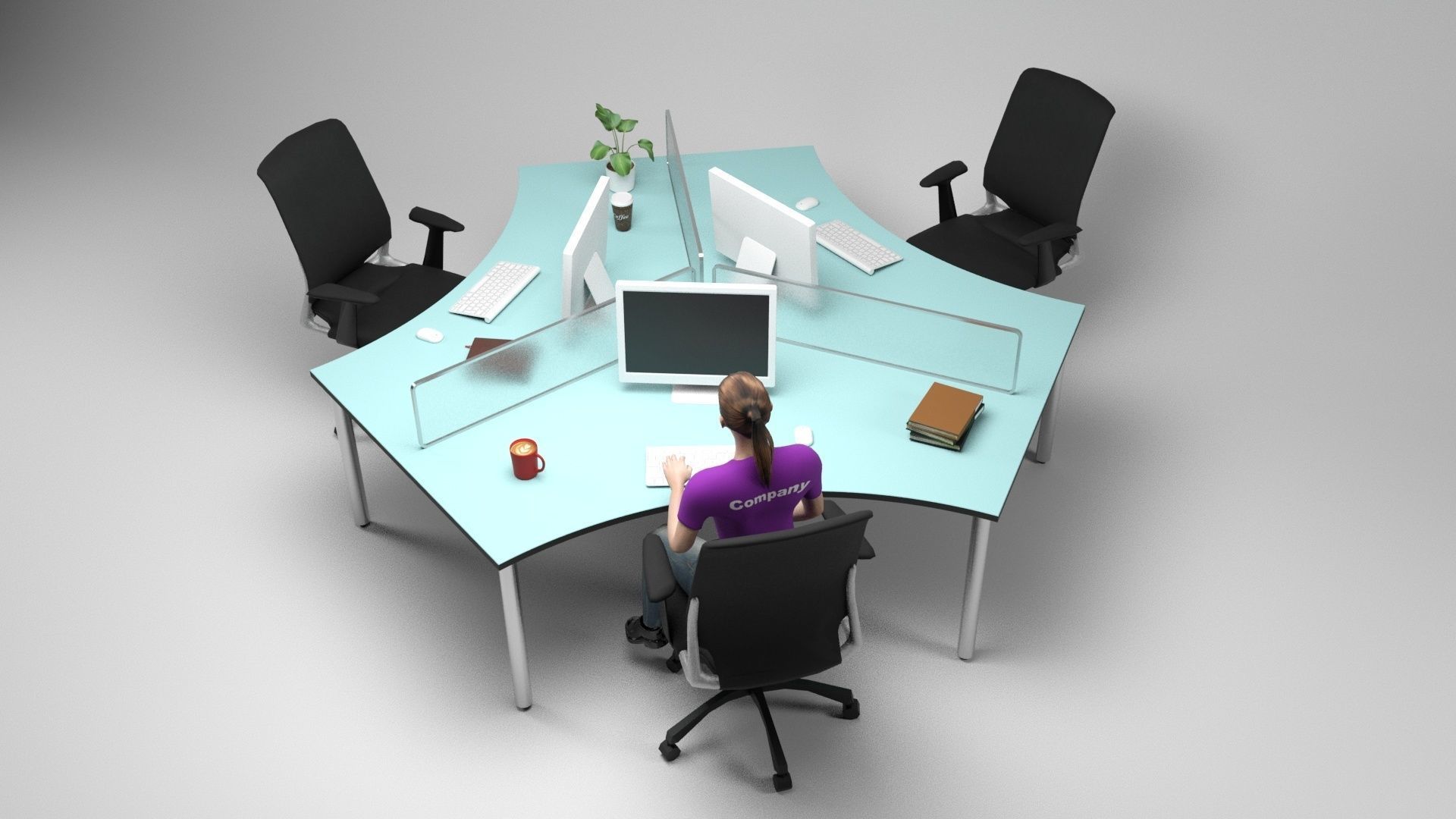 Office Scene 4 Low-poly 3D model_6