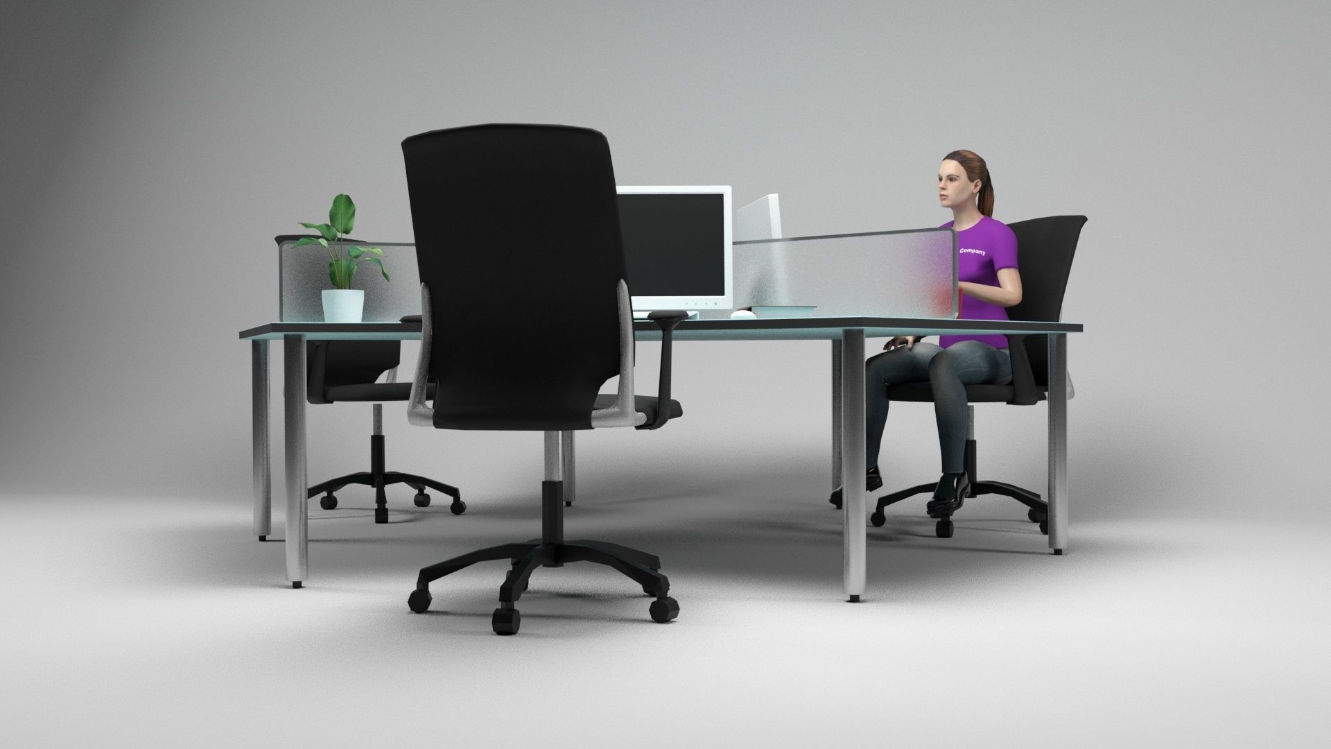 Office Scene 4 Low-poly 3D model_8