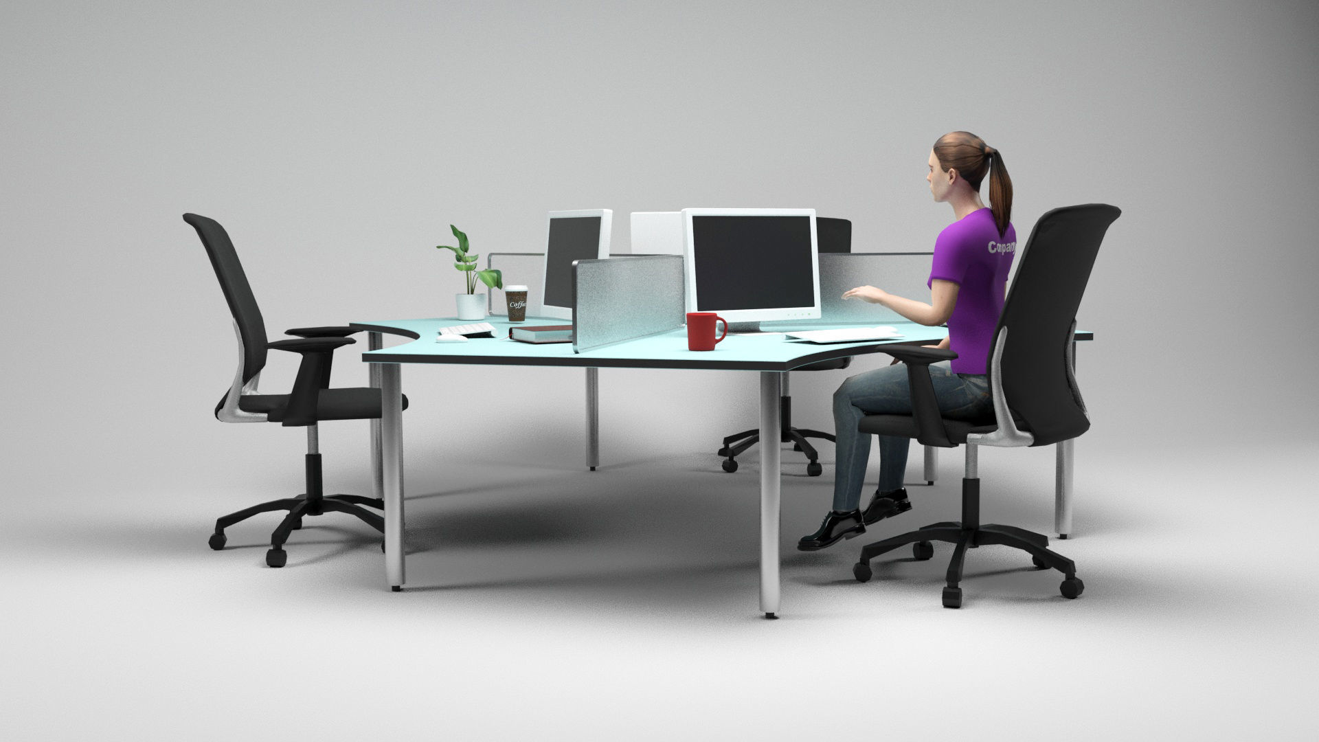 Office Scene 4 Low-poly 3D model_7