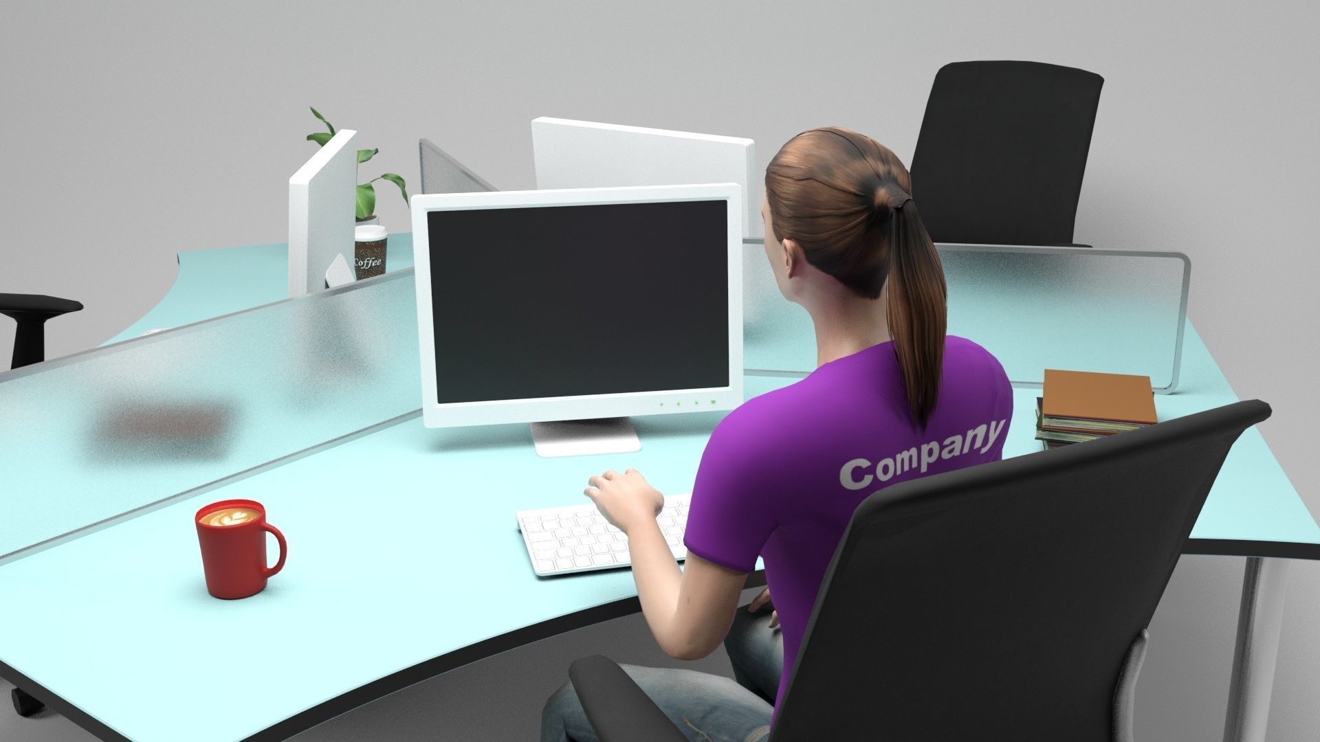 Office Scene 4 Low-poly 3D model_2