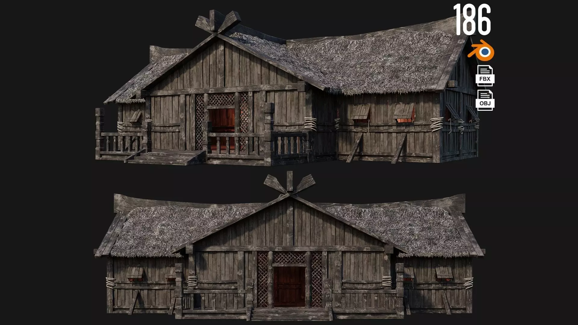 Old Viking House 4K Textures GameReady 186 Low-poly 3D model_0