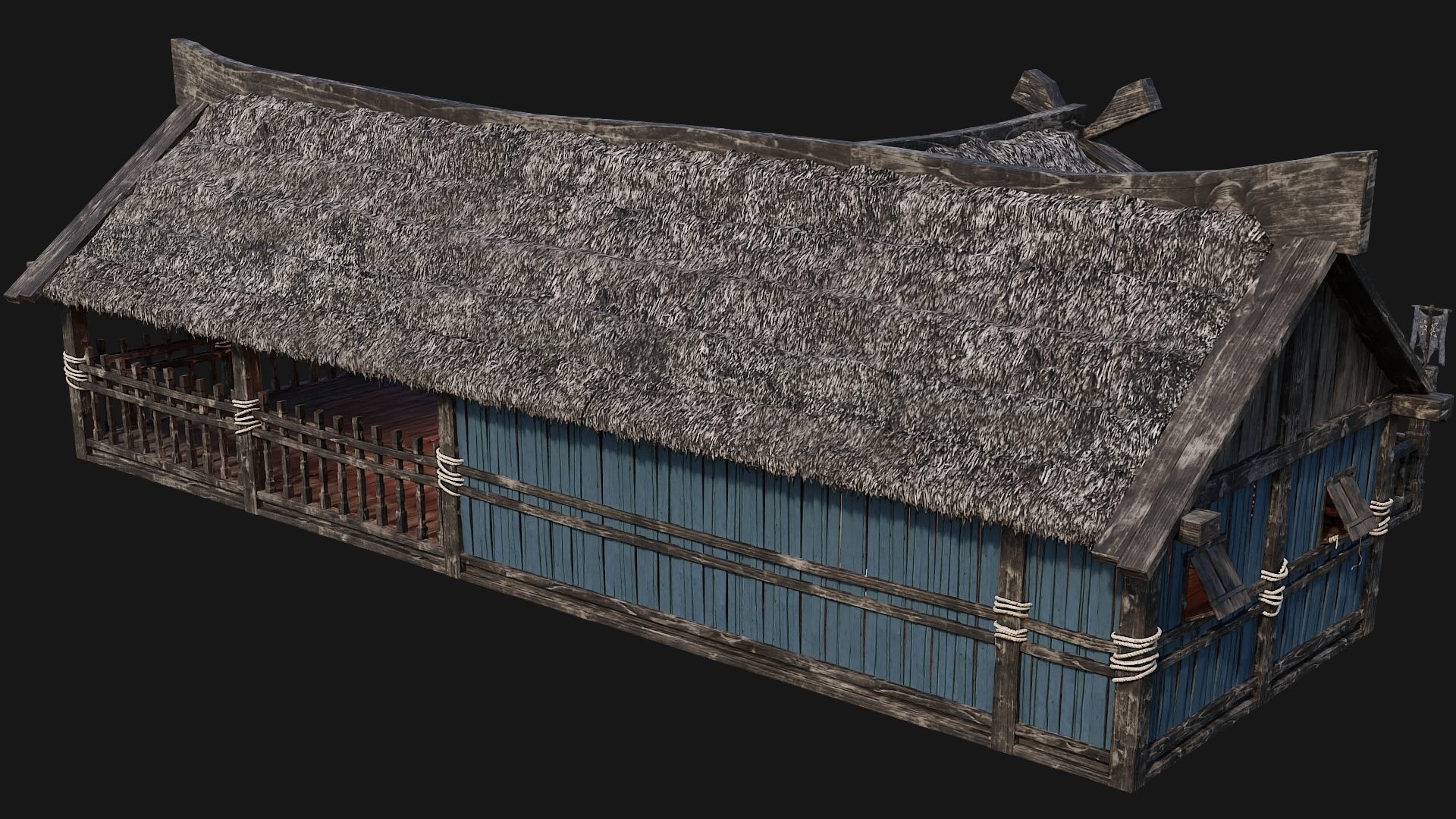 4 Old Viking Houses Pack 4K Textures GameReady 185 to 188 Low-poly 3D model_42