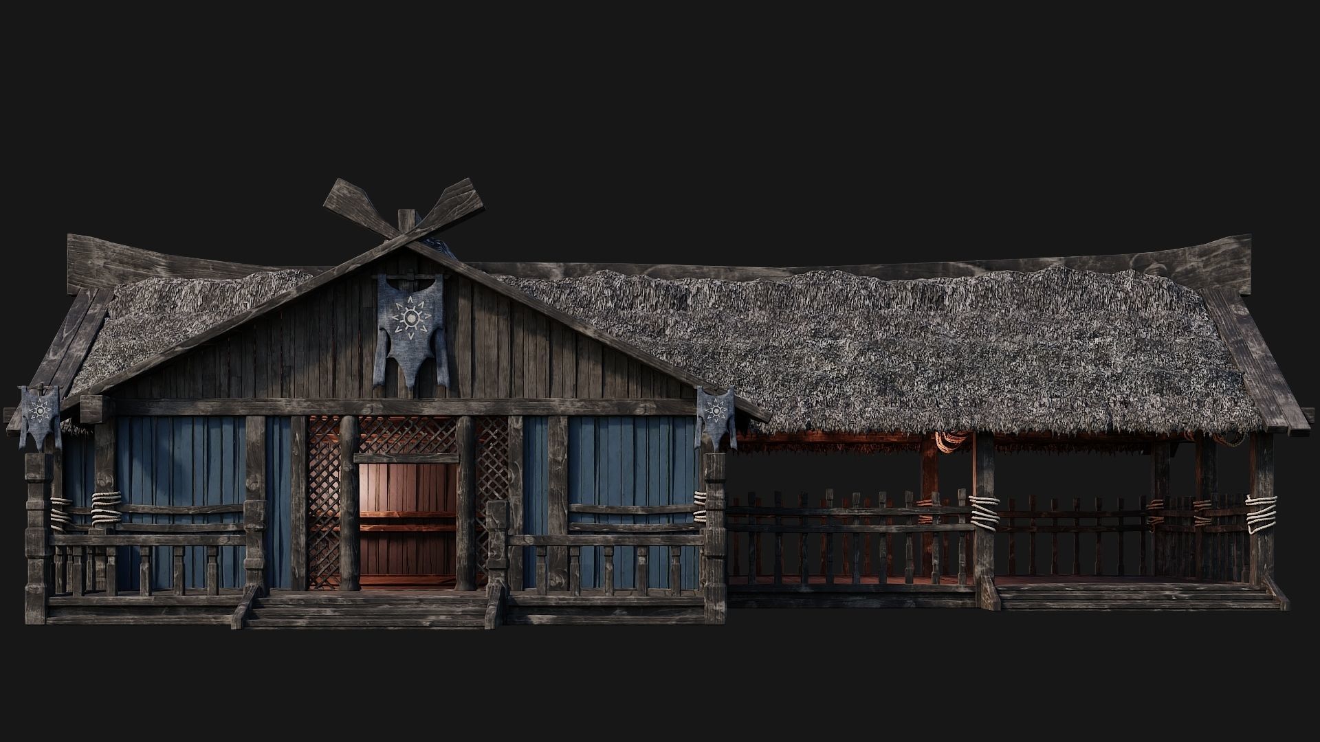 4 Old Viking Houses Pack 4K Textures GameReady 185 to 188 Low-poly 3D model_38
