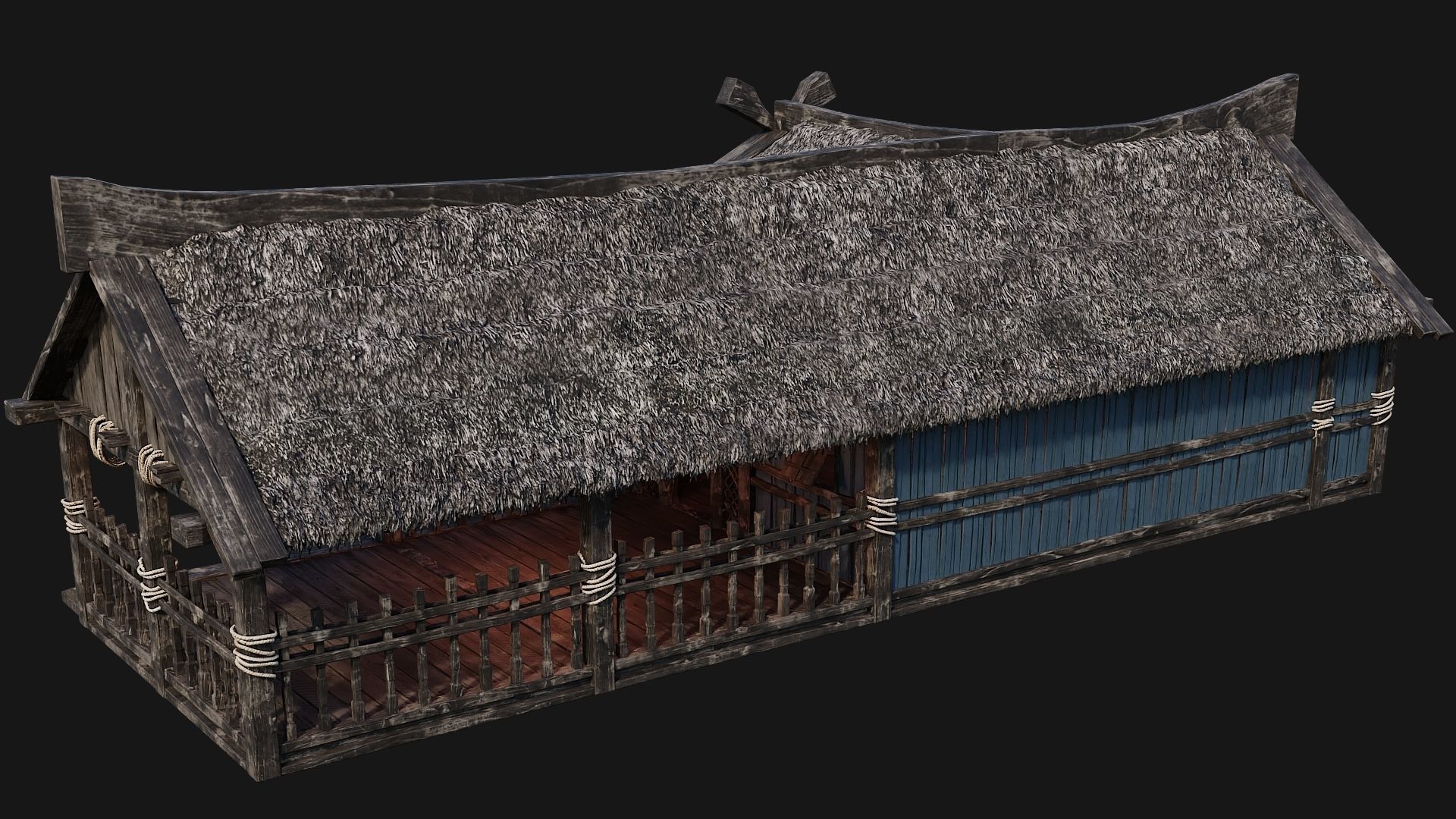 4 Old Viking Houses Pack 4K Textures GameReady 185 to 188 Low-poly 3D model_41