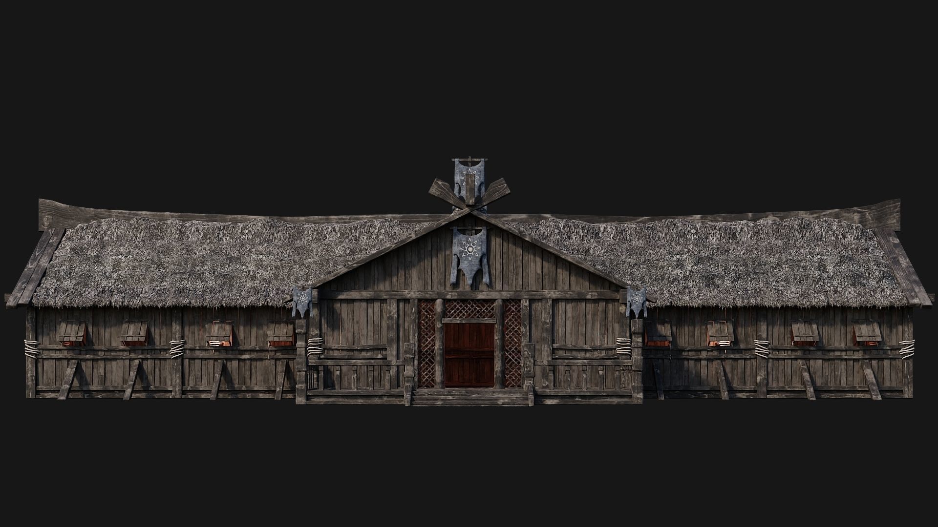 4 Old Viking Houses Pack 4K Textures GameReady 185 to 188 Low-poly 3D model_17