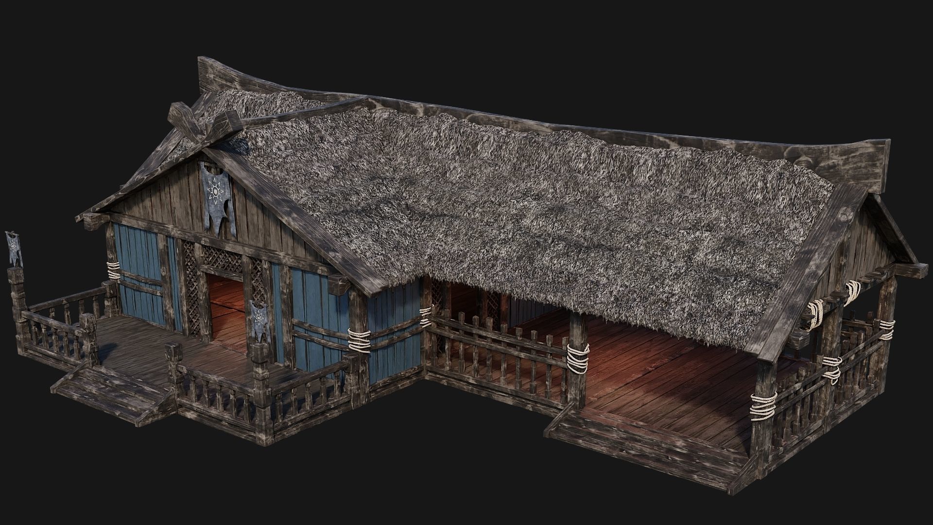 4 Old Viking Houses Pack 4K Textures GameReady 185 to 188 Low-poly 3D model_40