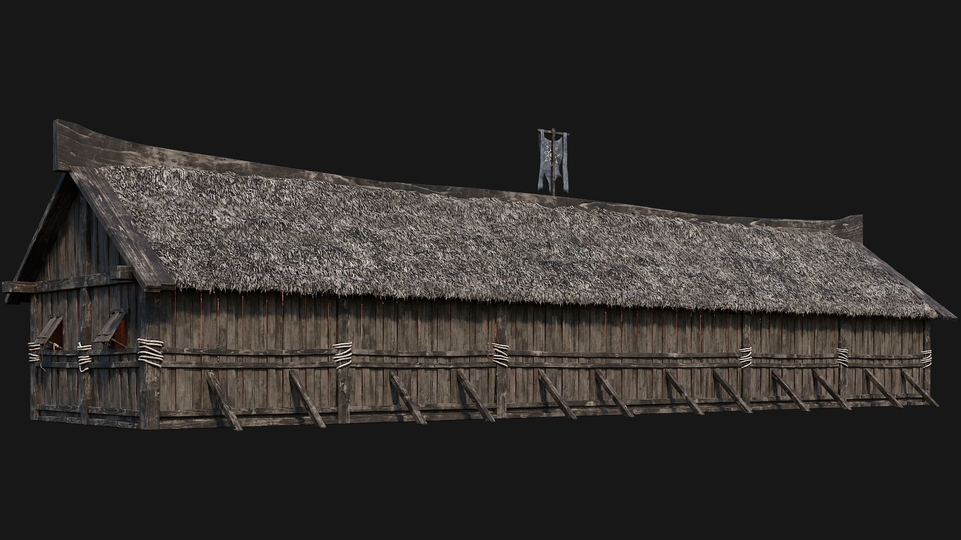 4 Old Viking Houses Pack 4K Textures GameReady 185 to 188 Low-poly 3D model_19