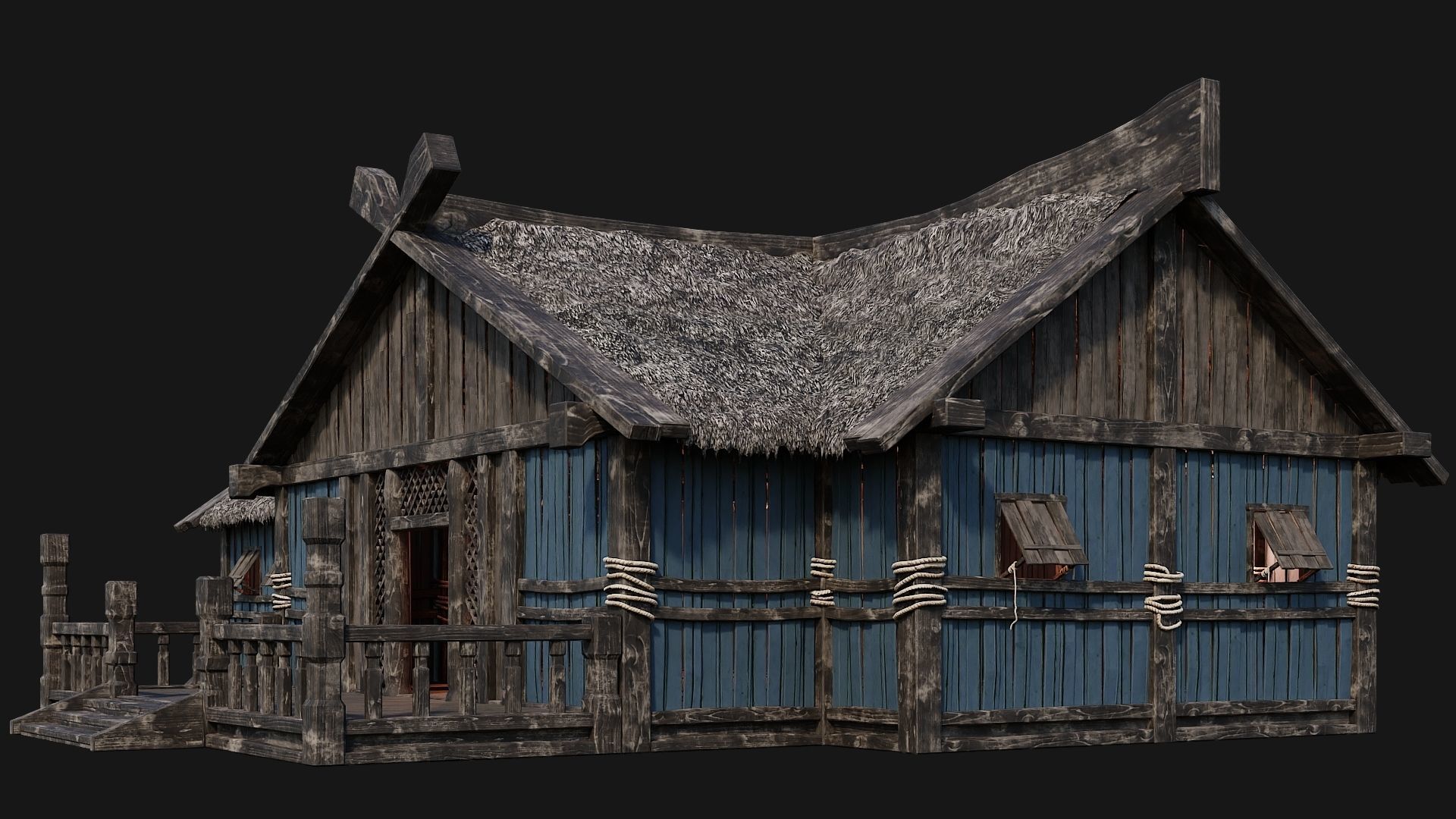 4 Old Viking Houses Pack 4K Textures GameReady 185 to 188 Low-poly 3D model_49