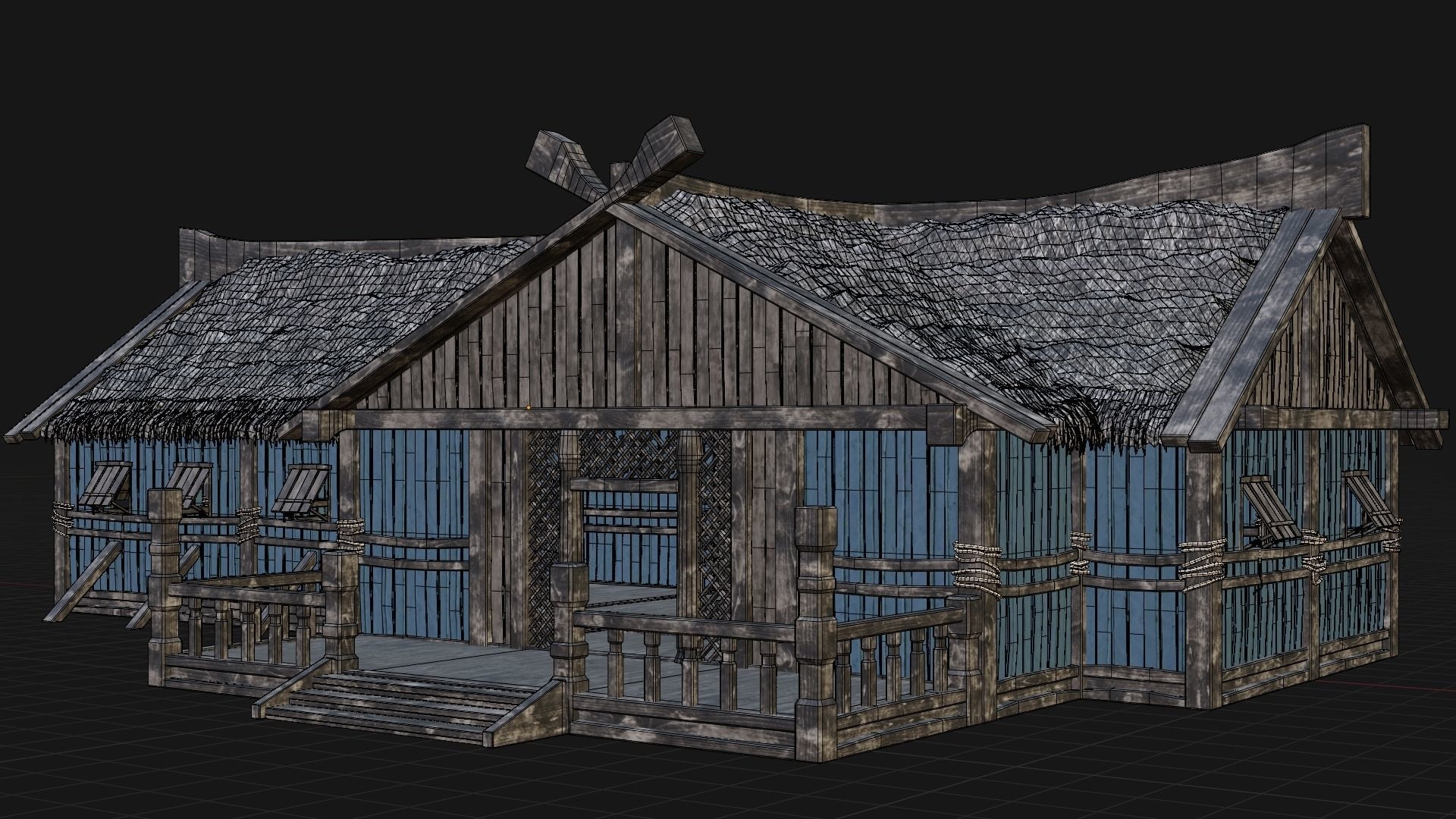 4 Old Viking Houses Pack 4K Textures GameReady 185 to 188 Low-poly 3D model_44