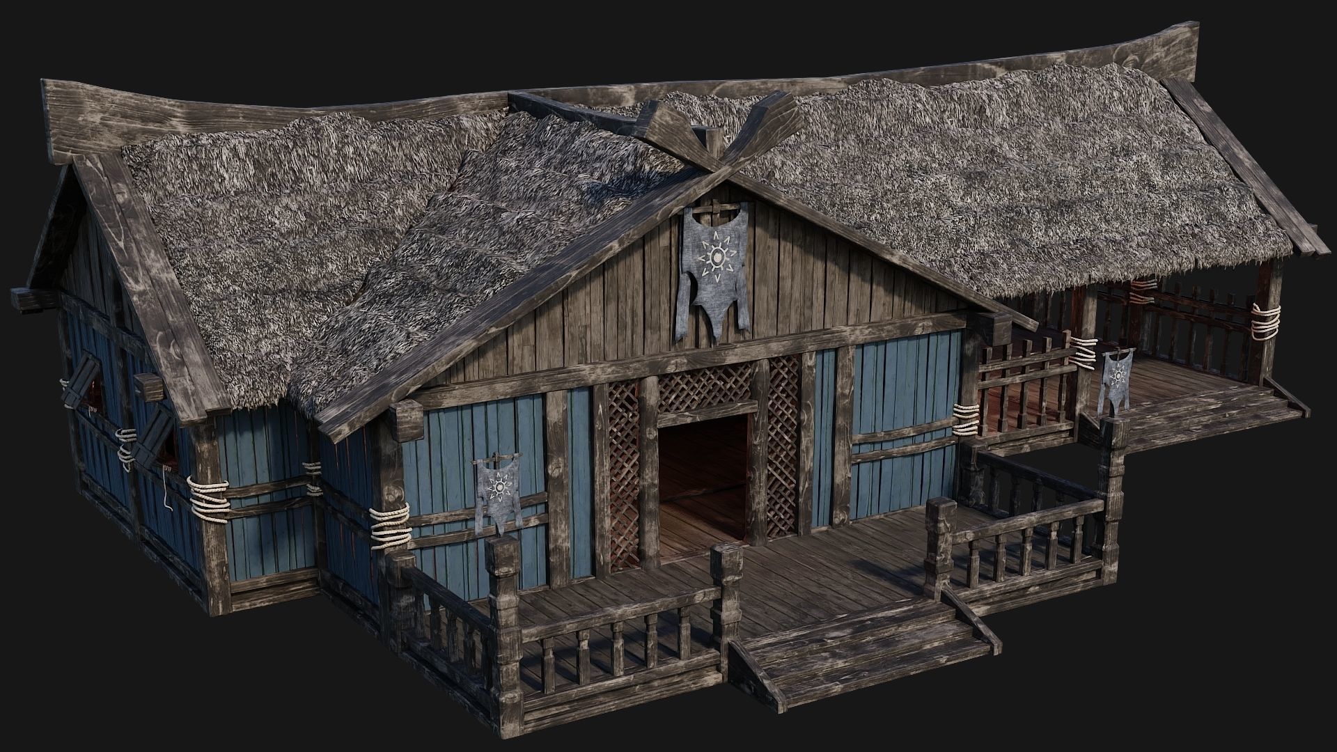 4 Old Viking Houses Pack 4K Textures GameReady 185 to 188 Low-poly 3D model_33