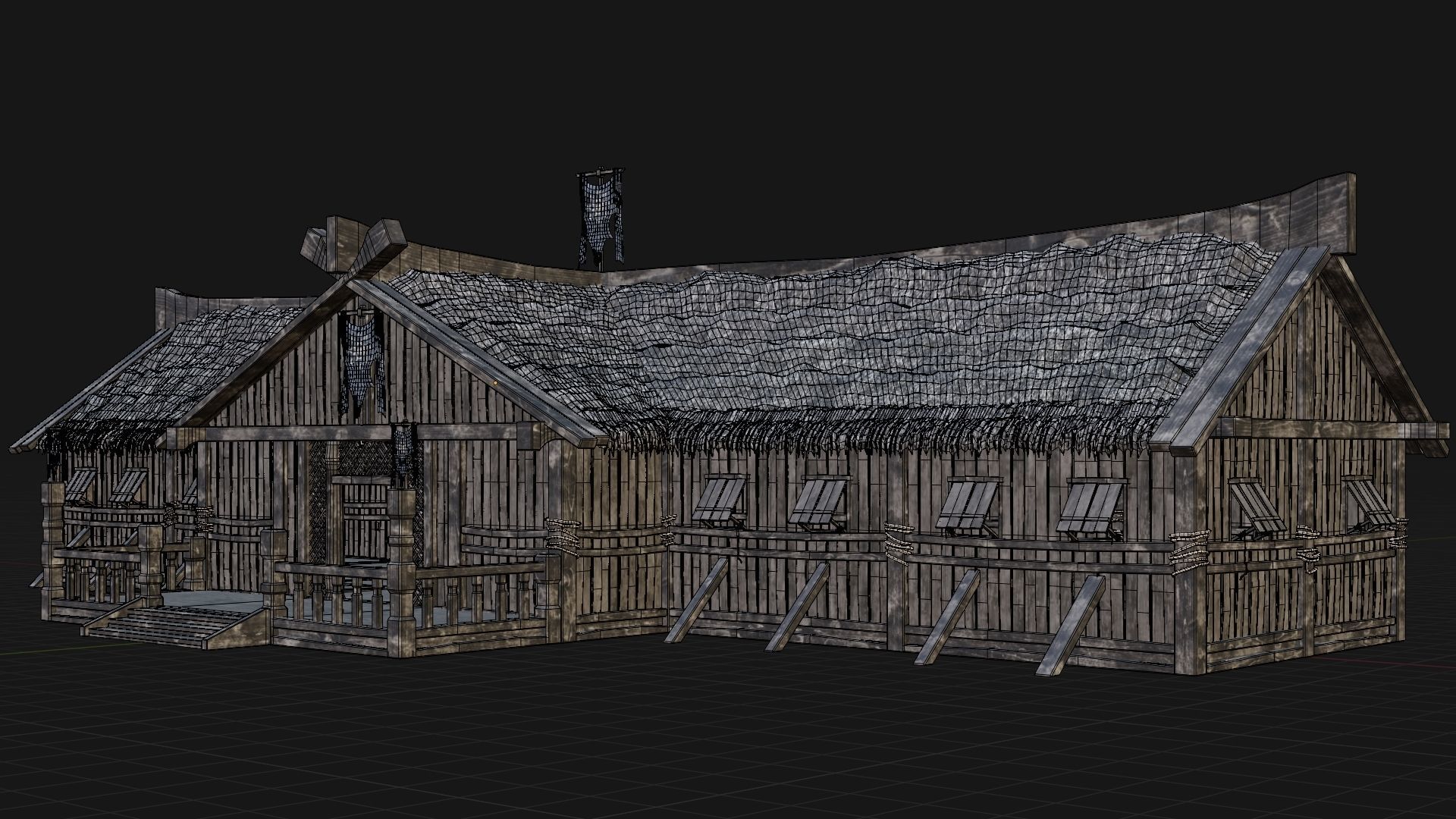 4 Old Viking Houses Pack 4K Textures GameReady 185 to 188 Low-poly 3D model_13