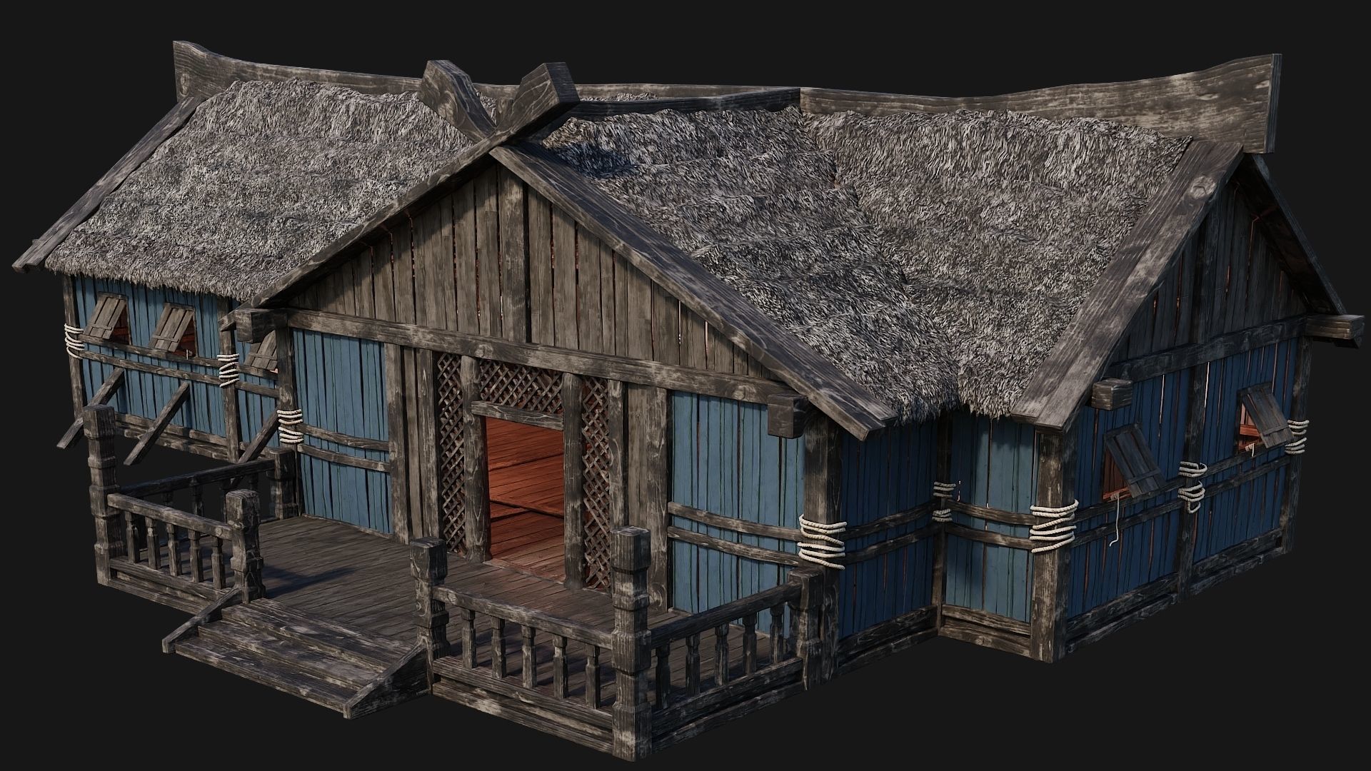 4 Old Viking Houses Pack 4K Textures GameReady 185 to 188 Low-poly 3D model_50