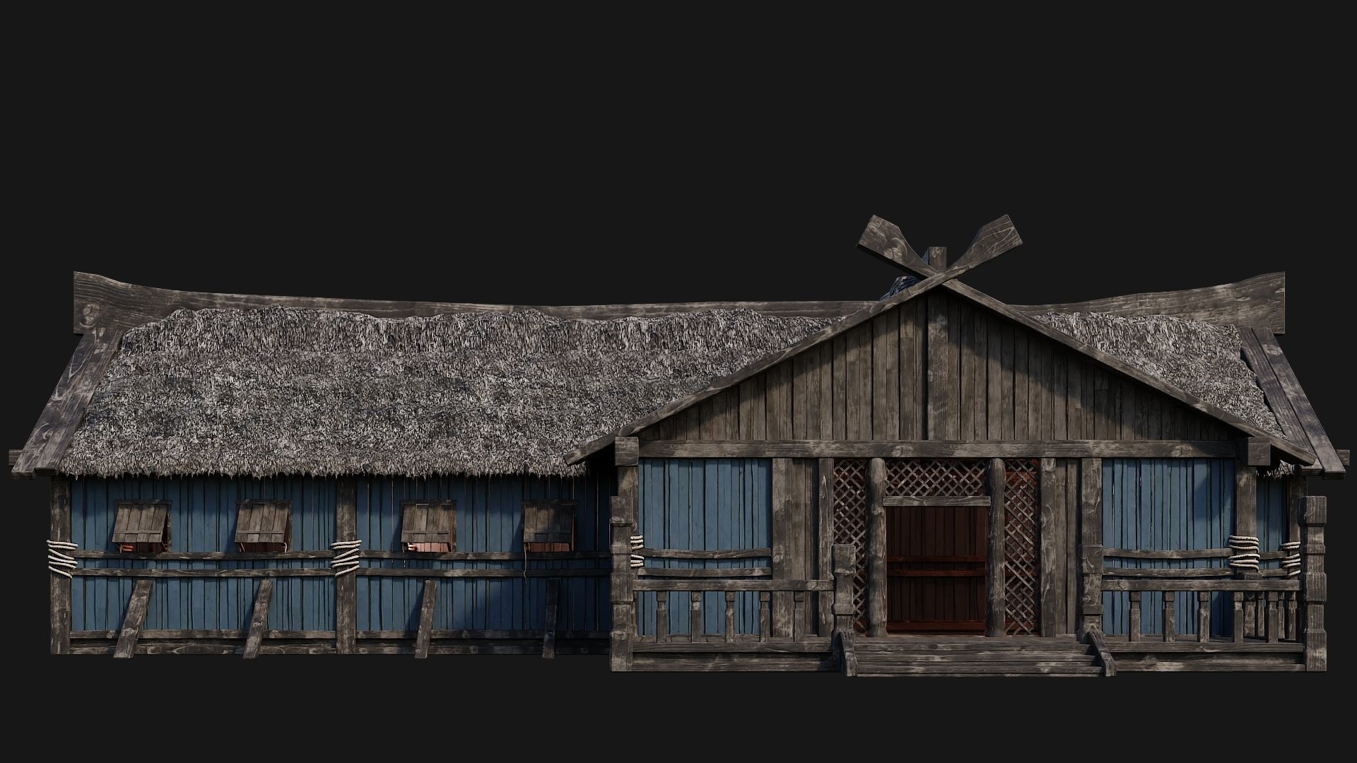 4 Old Viking Houses Pack 4K Textures GameReady 185 to 188 Low-poly 3D model_48