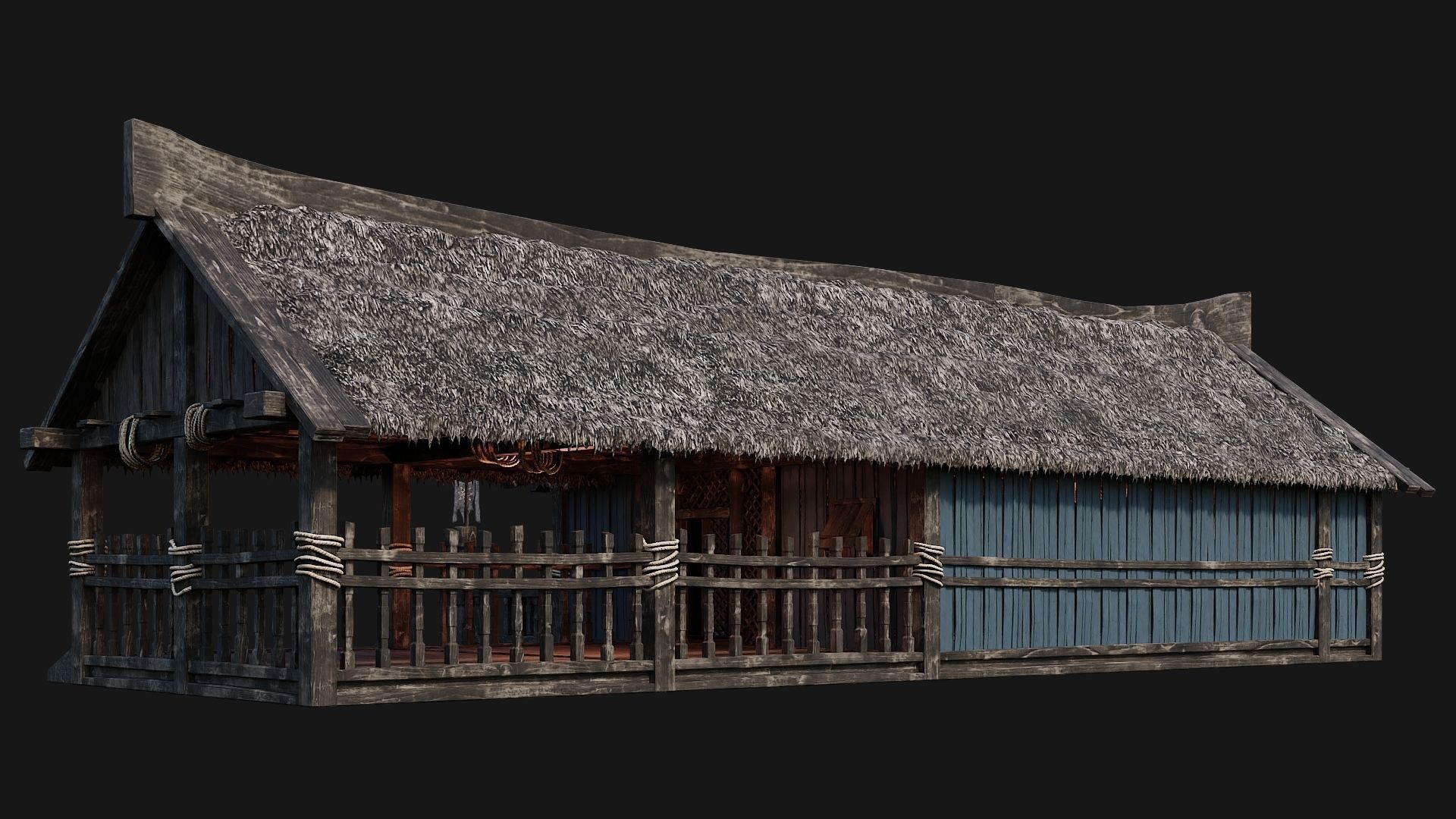 4 Old Viking Houses Pack 4K Textures GameReady 185 to 188 Low-poly 3D model_35