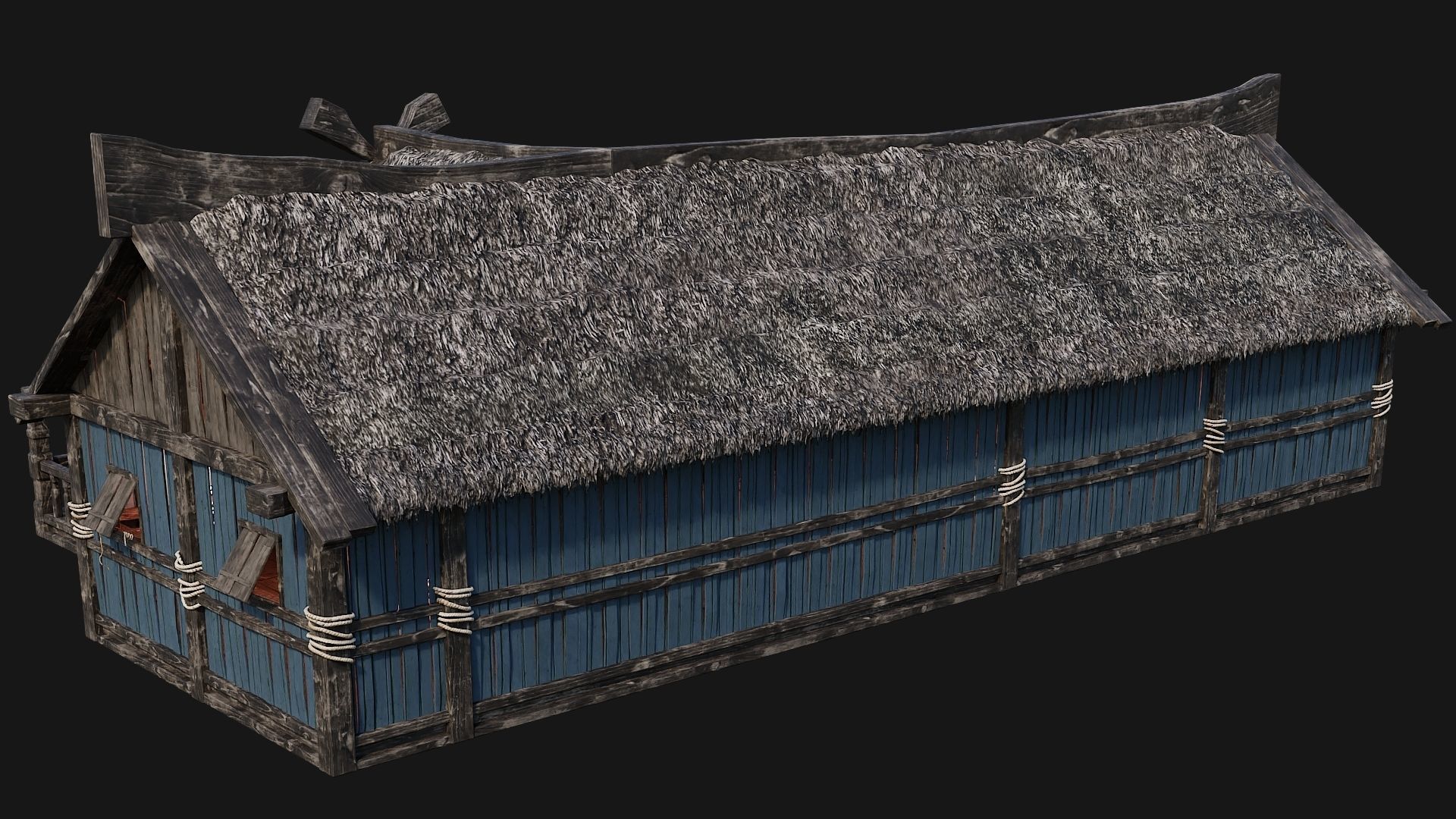 4 Old Viking Houses Pack 4K Textures GameReady 185 to 188 Low-poly 3D model_51