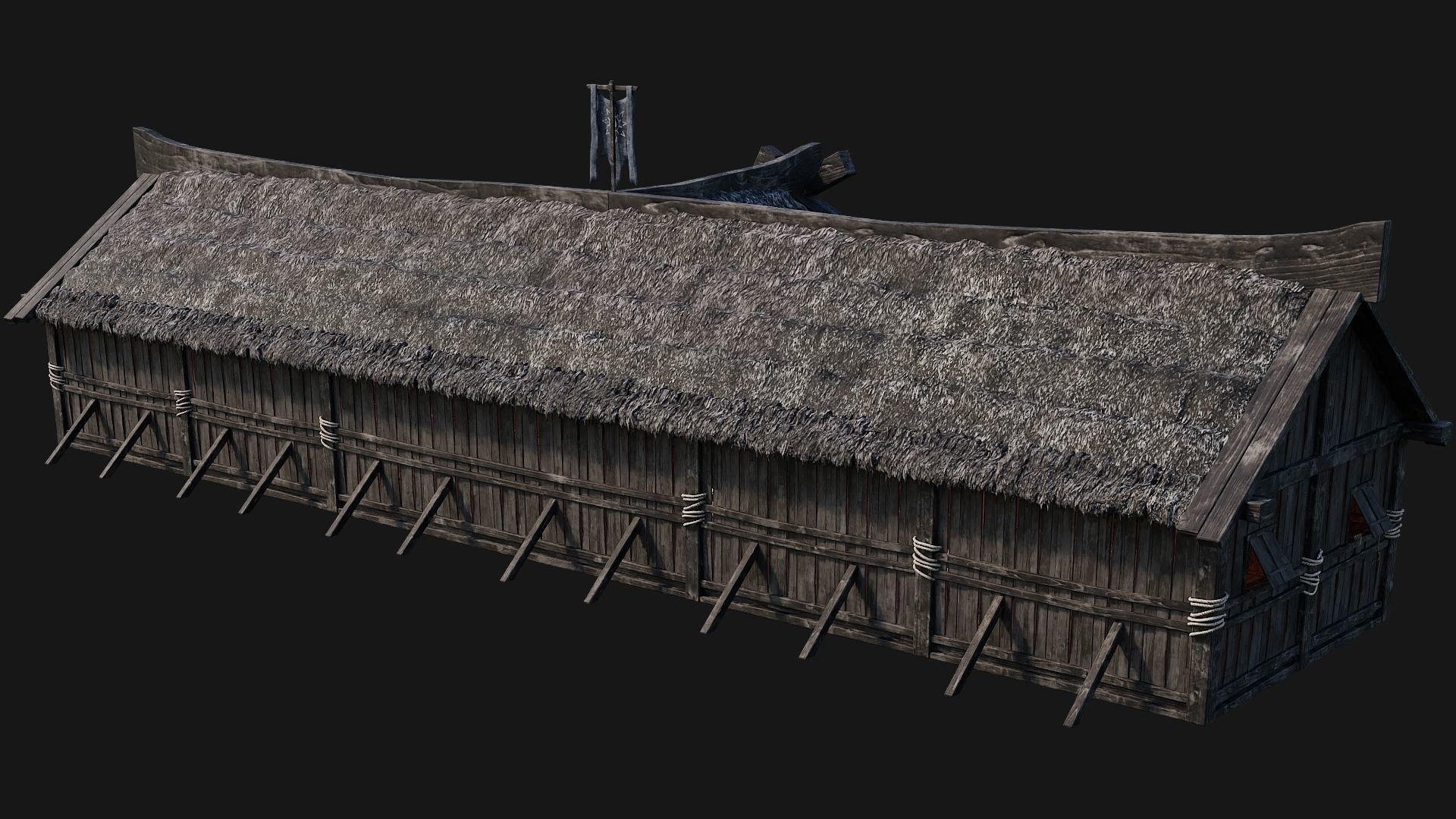 4 Old Viking Houses Pack 4K Textures GameReady 185 to 188 Low-poly 3D model_22