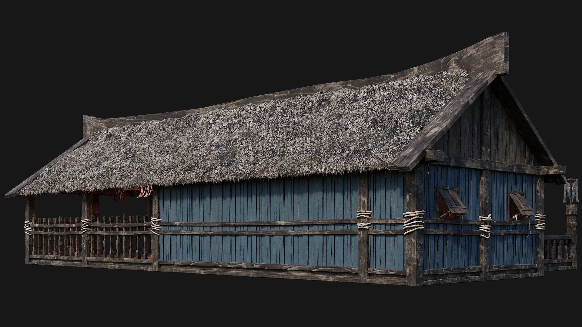 4 Old Viking Houses Pack 4K Textures GameReady 185 to 188 Low-poly 3D model_36