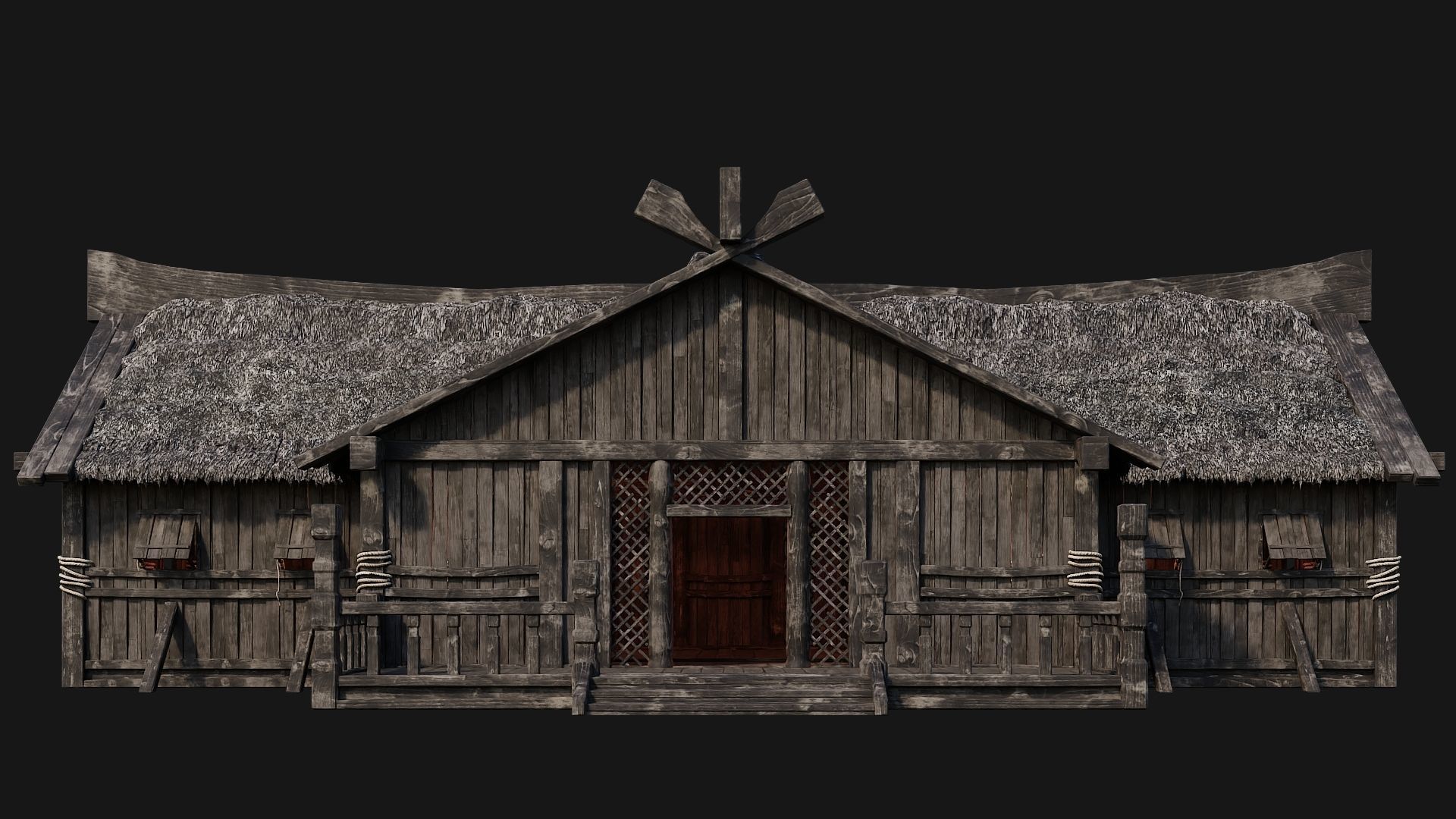 4 Old Viking Houses Pack 4K Textures GameReady 185 to 188 Low-poly 3D model_28
