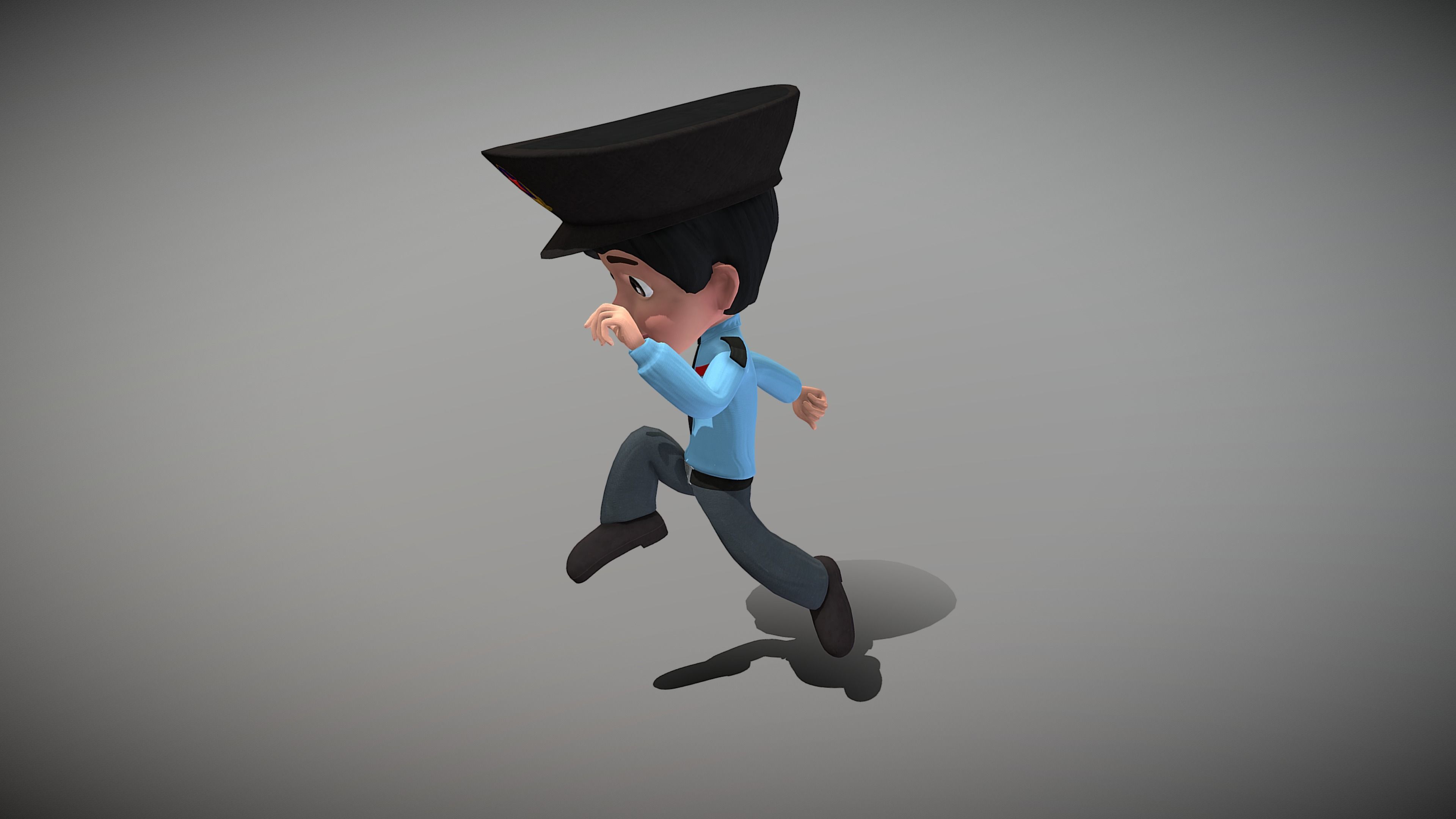 Cartoon Police Low-poly 3D model_4